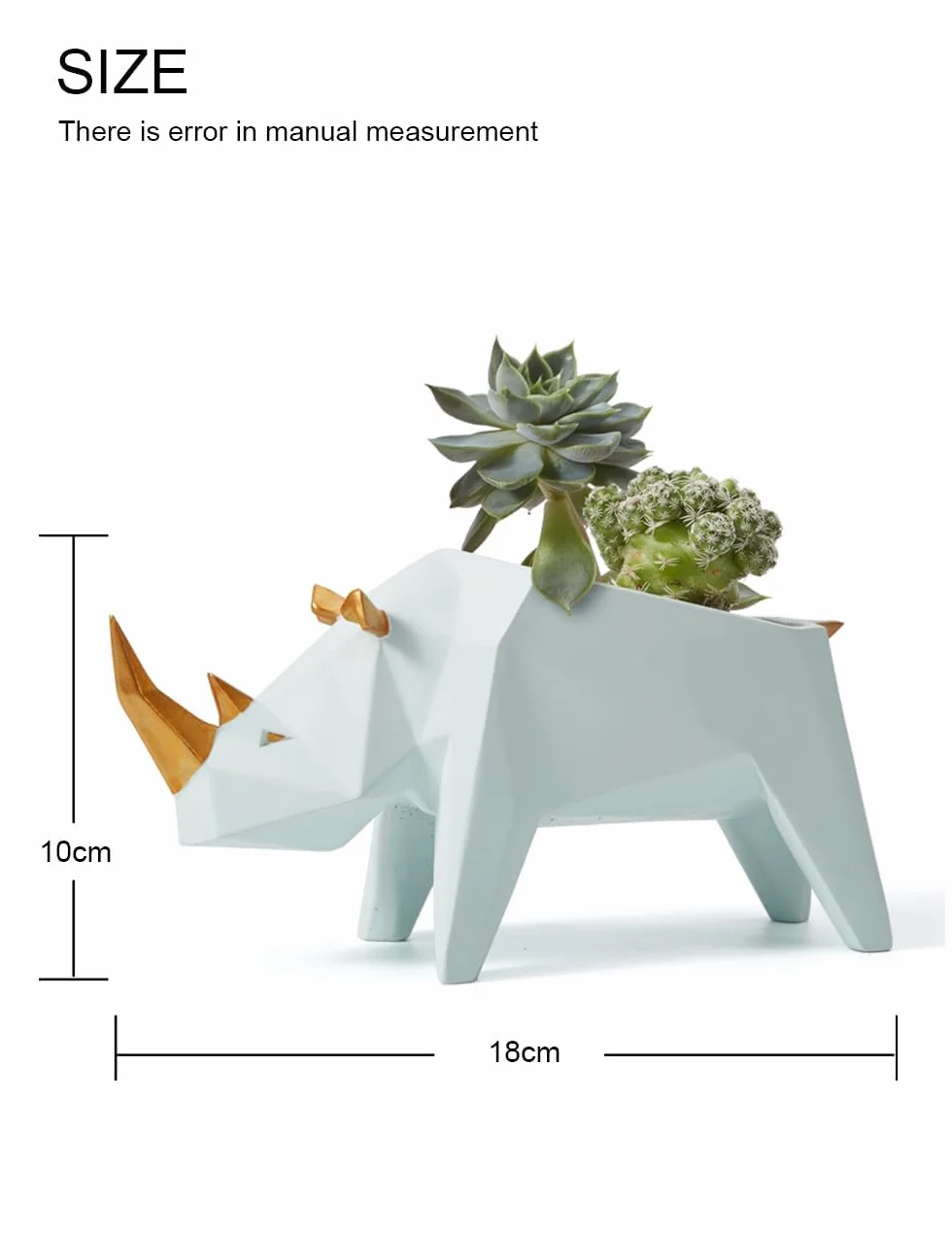 Amoy-Art Kaktus sukulent doniczka na rośliny nosorożec statuetka figurka geometryczna zwierzę doniczka dekoracja na prezenty domowe żywica rzeźba pudełko prezentowe 18 cm L