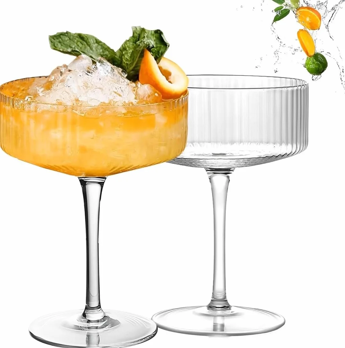 2 szt. żebrowanych szklanek, 300 ml klasyczny zestaw szklanek do martini, unikalne kieliszki do Martini, klasyczne naczynia galsware, zestaw kieliszków do picia, wino, bar i prezent