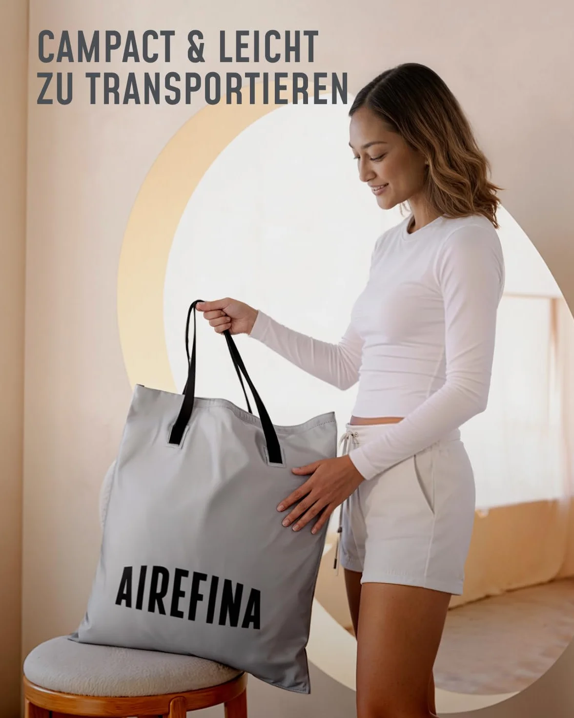Airefina Łóżko dmuchane dla 2 osób, samopompujący się materac z wbudowaną pompką, nadmuchiwany materac w 3 minuty, na kemping i do użytku domowego, trwałe łóżko dla gości – 203 x 152 x 46 cm