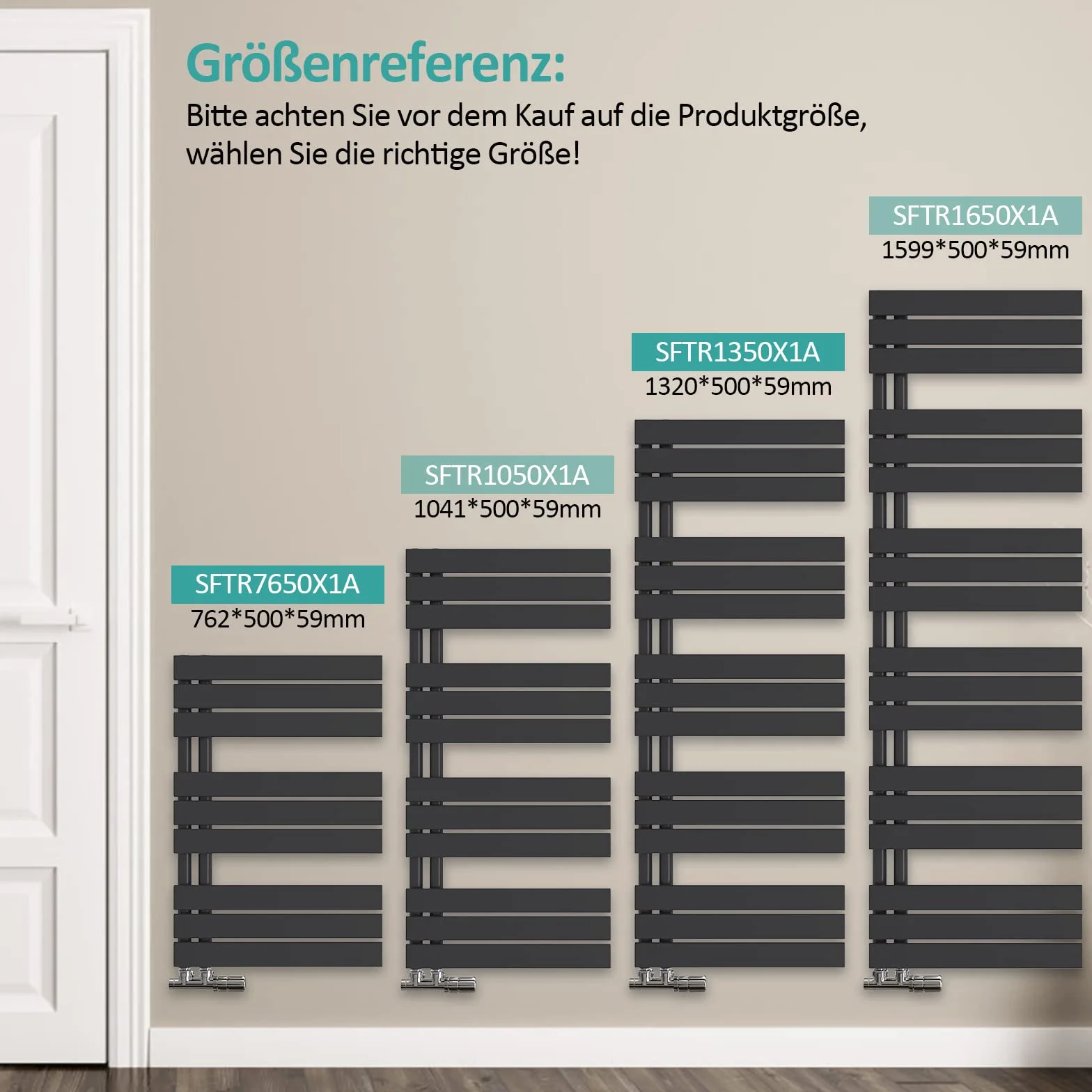 EMKE Grzejnik łazienkowy 762 x 600 mm, grzejnik na ręczniki, przyłącze boczne, mały podgrzewacz na ręczniki, grzejnik łazienkowy, wieszak na ręczniki, płaski, do wody, 479 W, czarny