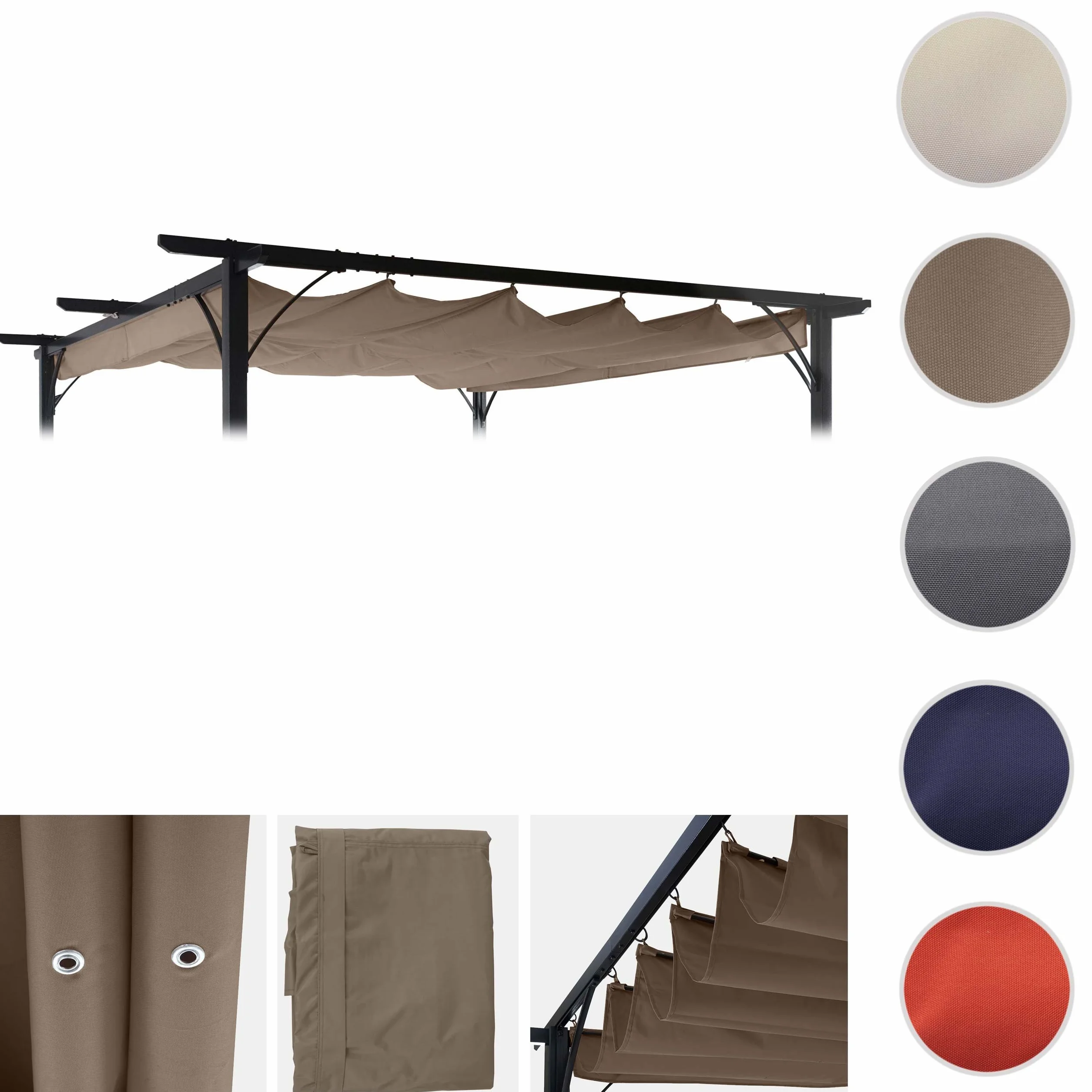 Zapasowa poszewka 370 x 300 cm na dach pergoli pawilonu HWC-C42 3,5 x 3,5 m – brązowo-taupe