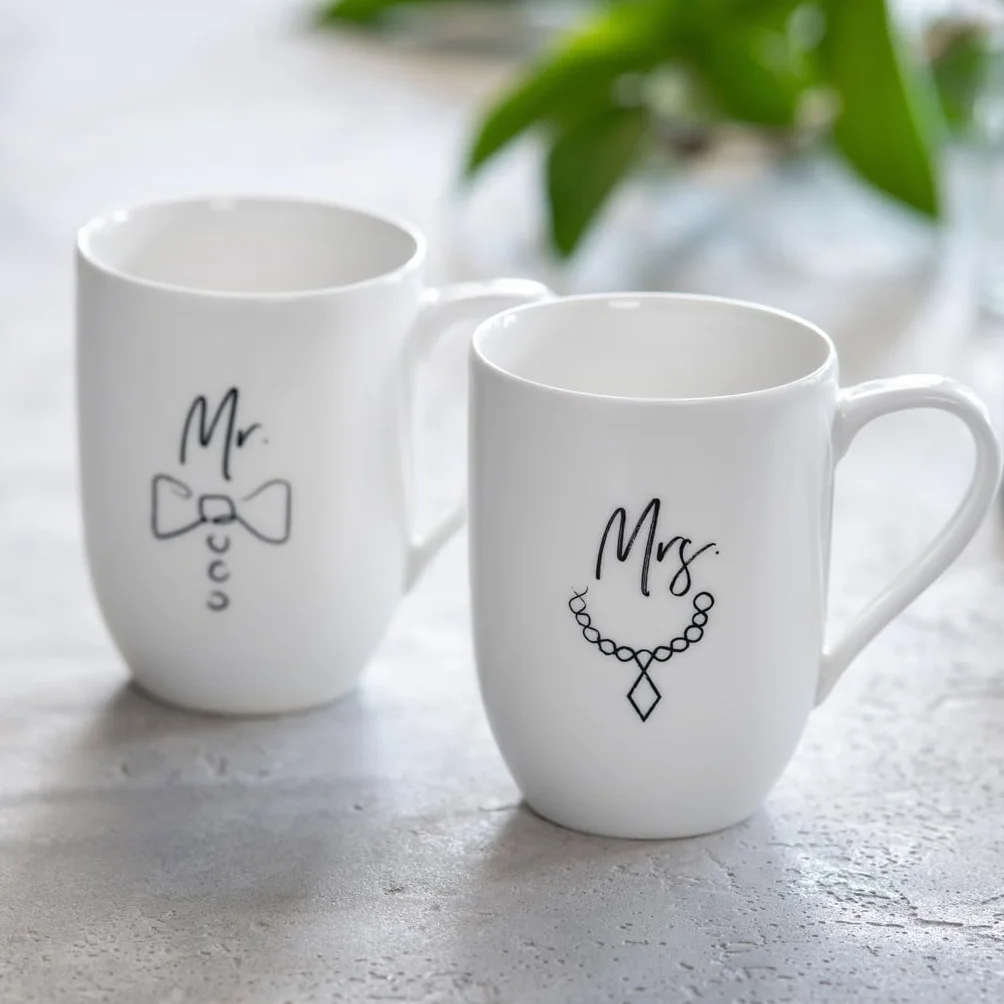 Villeroy & Boch Statement zestaw kubków Mr and Mrs 2-cz. 280 ml porcelana Premium biały