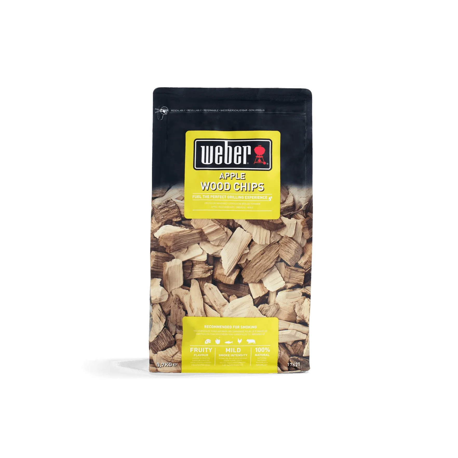 Weber Wiórki z Drewna Jabłoniowego (Opakowanie 700g) - Delikatny Aromat, Idealne do Serów, Warzyw, Ryb, Drób, Wieprzowiny i Dziczyzny, Produkt UE, Certyfikowane Drewno FSC (17621)