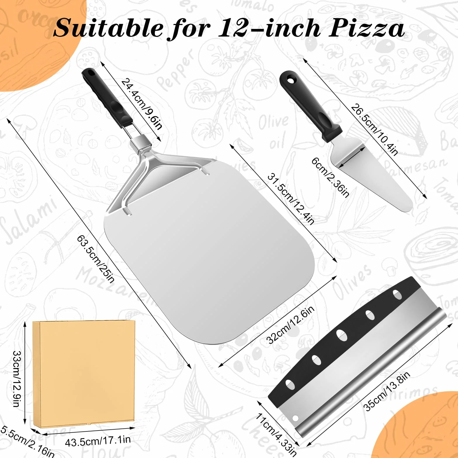 Aluminiowy Podnośnik do Pizzy XXL Składany 32x31,5 cm