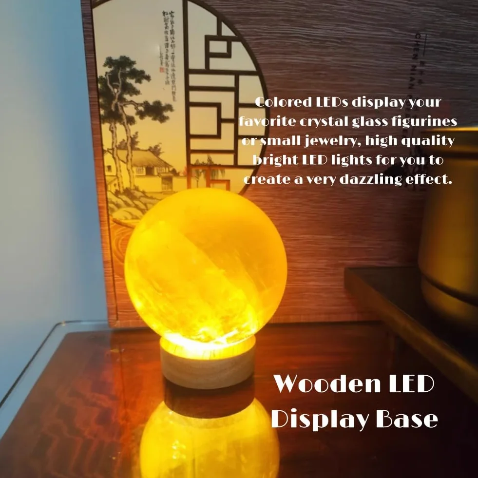 Drewniana Podstawa świetlna Led Obrotowa Wielomodowa ściemnianie Dotykowe Kolorowa Podstawa Lampy USB Kryształowa Podstawa Grafiki 3D Art Stojak Wystawowy LED