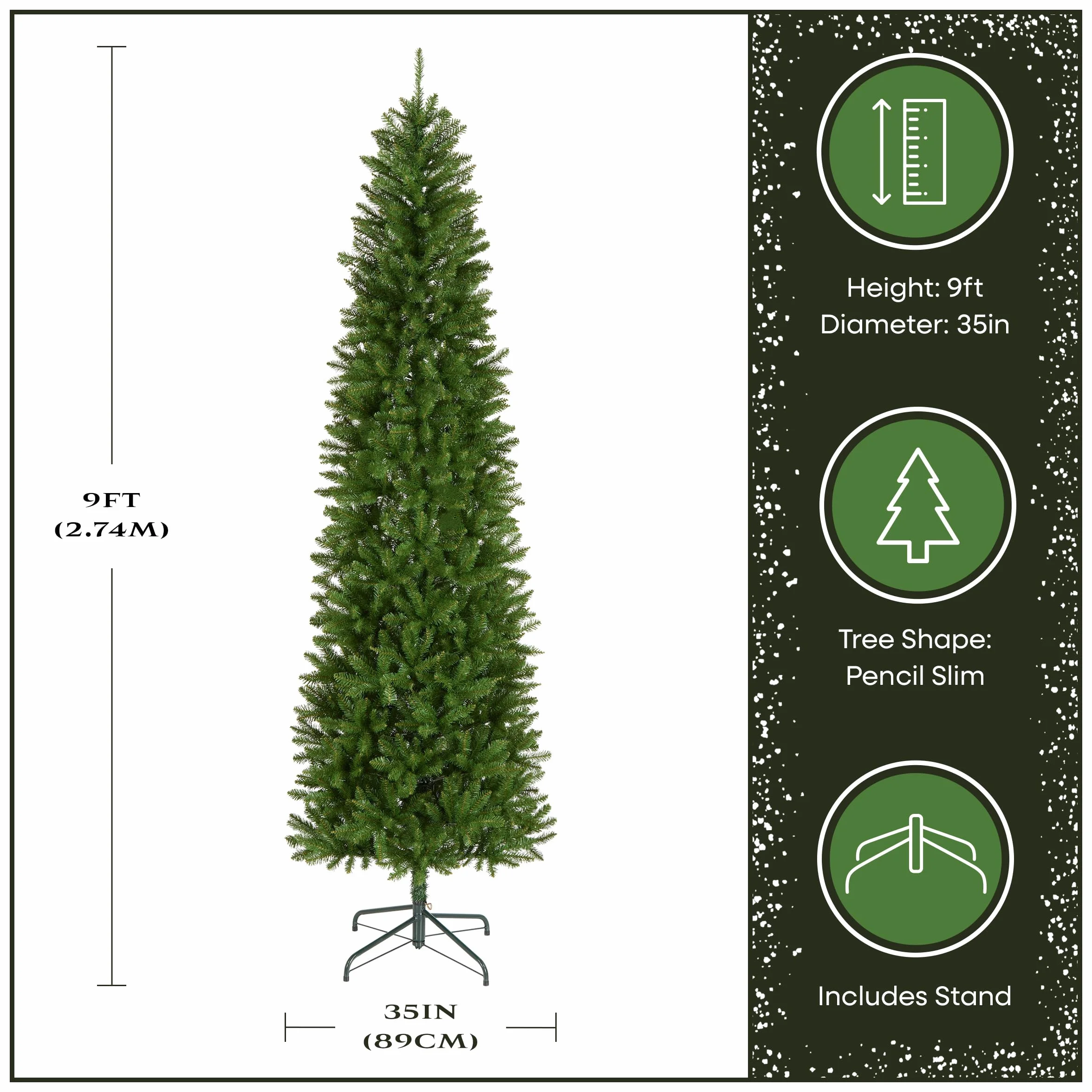 National Tree Company Zawiera podstawkę, wąską jodłę Kingswood 9', zielony, 2,1 m