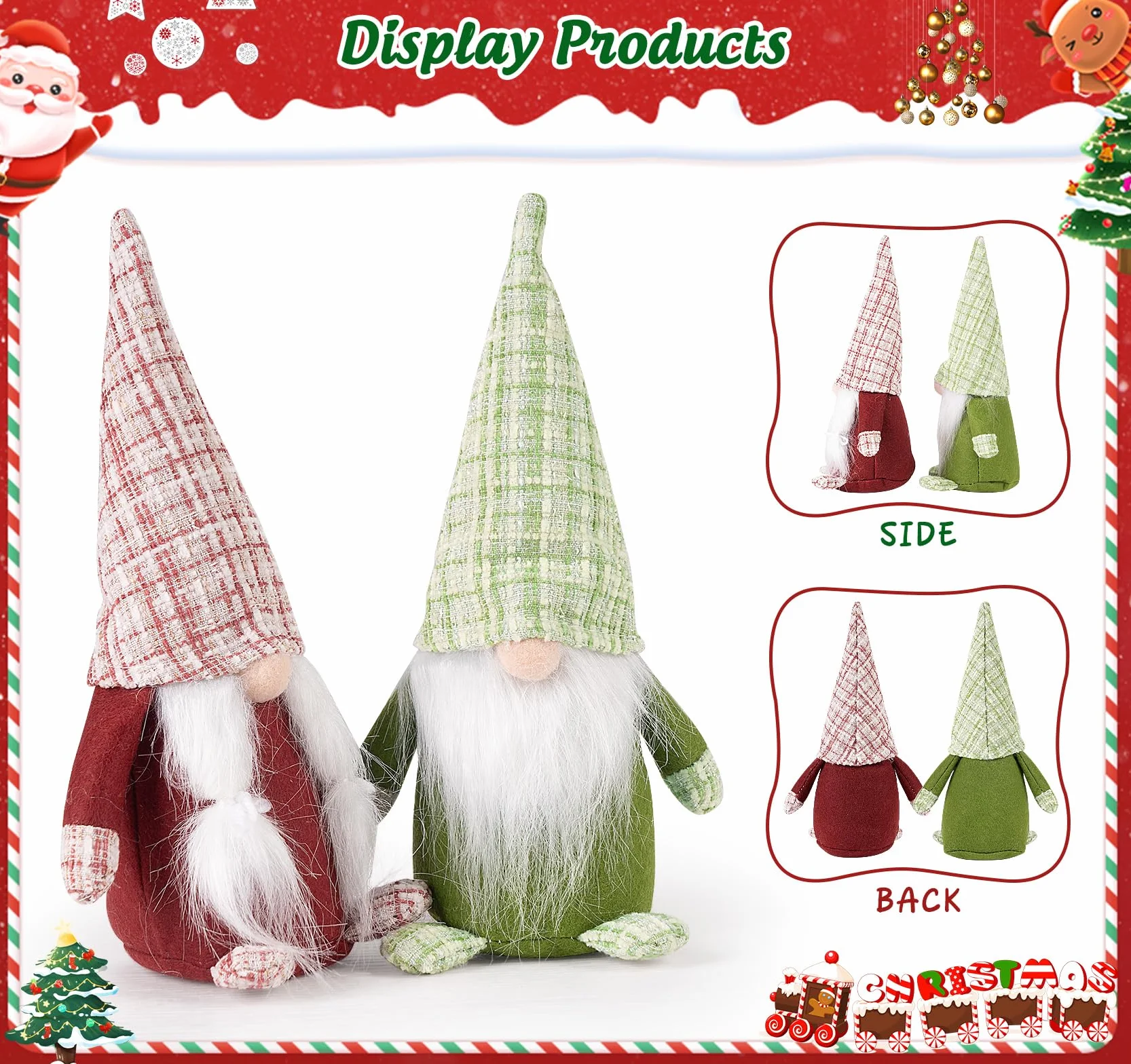 Anstore Gnomy bożonarodzeniowe, 8 szt. tweedowych gonków, 20 cm, świąteczna figurka Świętego Mikołaja, grota, dekoracje gnomów, ręcznie robione figurki gonków, zimowy stół, kominek, ozdoba, moda