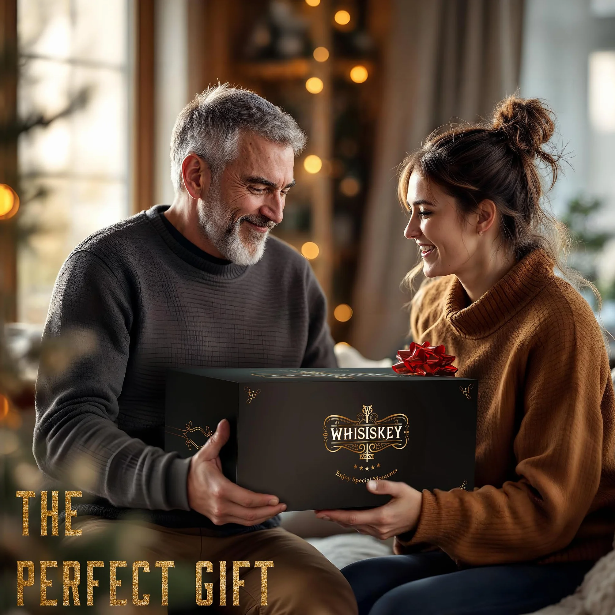 WHISISKEY Zestaw Karafka do Whisky 700ML 4 Szklanki 8 Kamienie Prezentowy