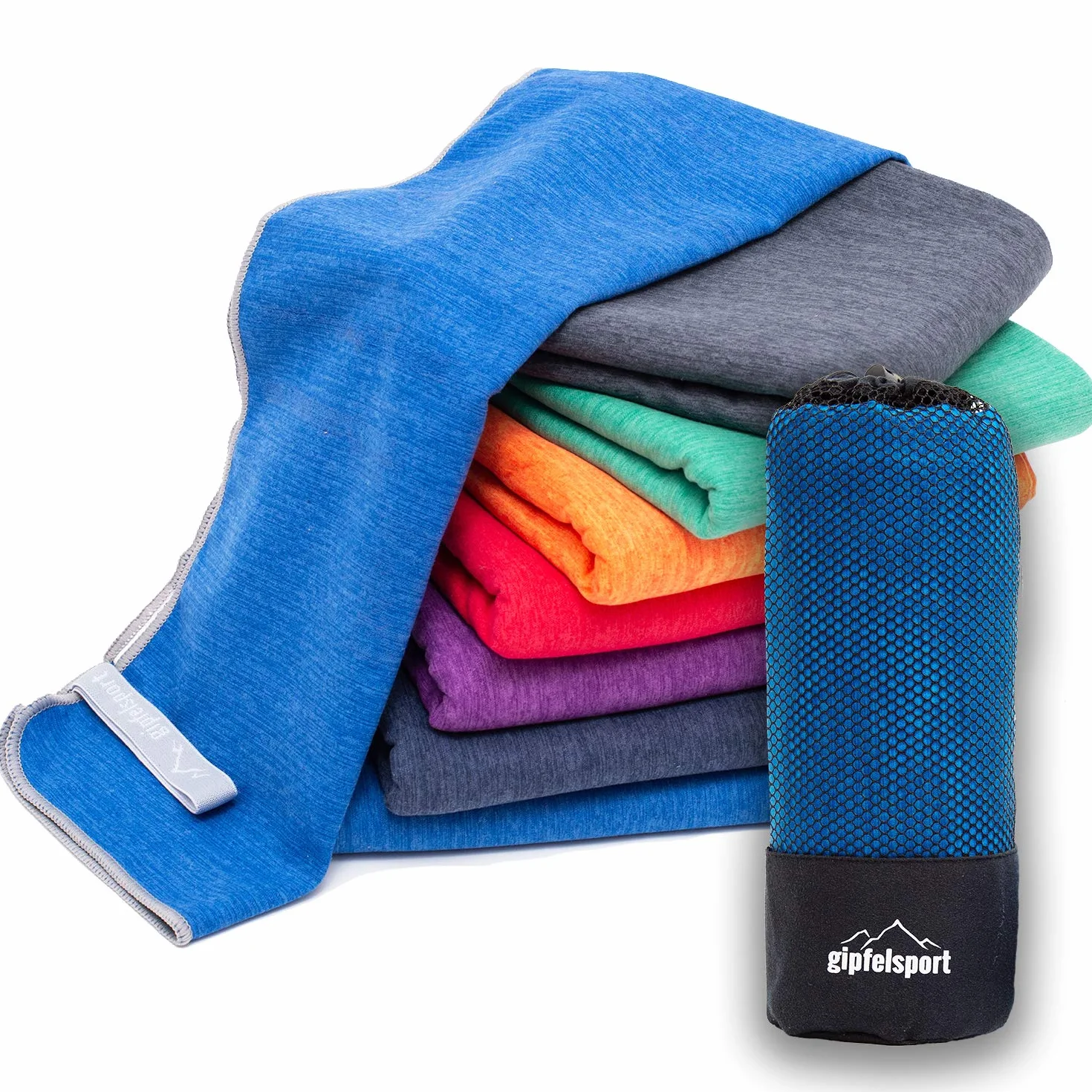 Zestaw ręczników z mikrofibry – do sauny, fitnessu, sportu I ręcznik plażowy, ręcznik sportowy I niebieski_Brush XS: 50 x 30