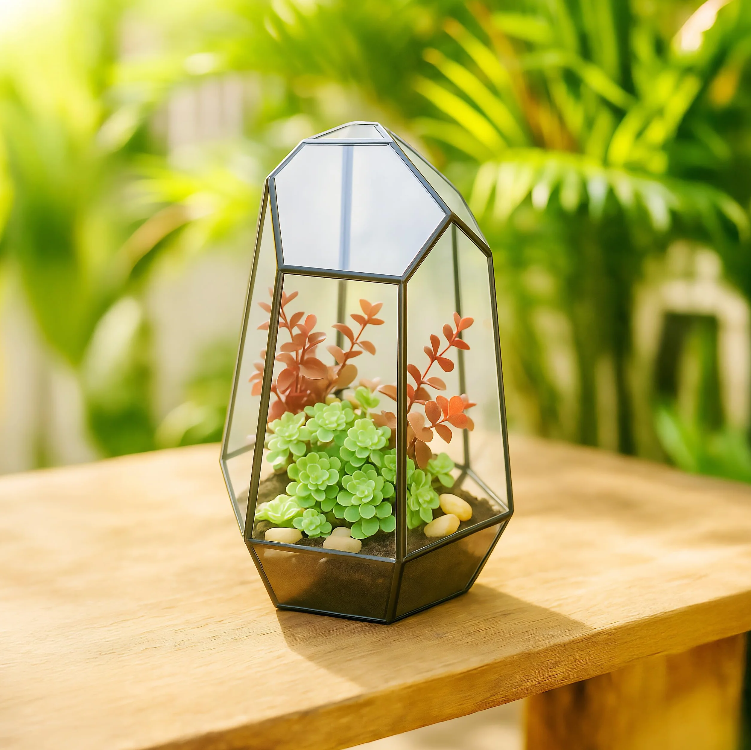 Relaxdays Terrarium dla Twoich roślin, dekoracyjne i praktyczne, do parapetu, 26 x 18 x 15 cm, czarne