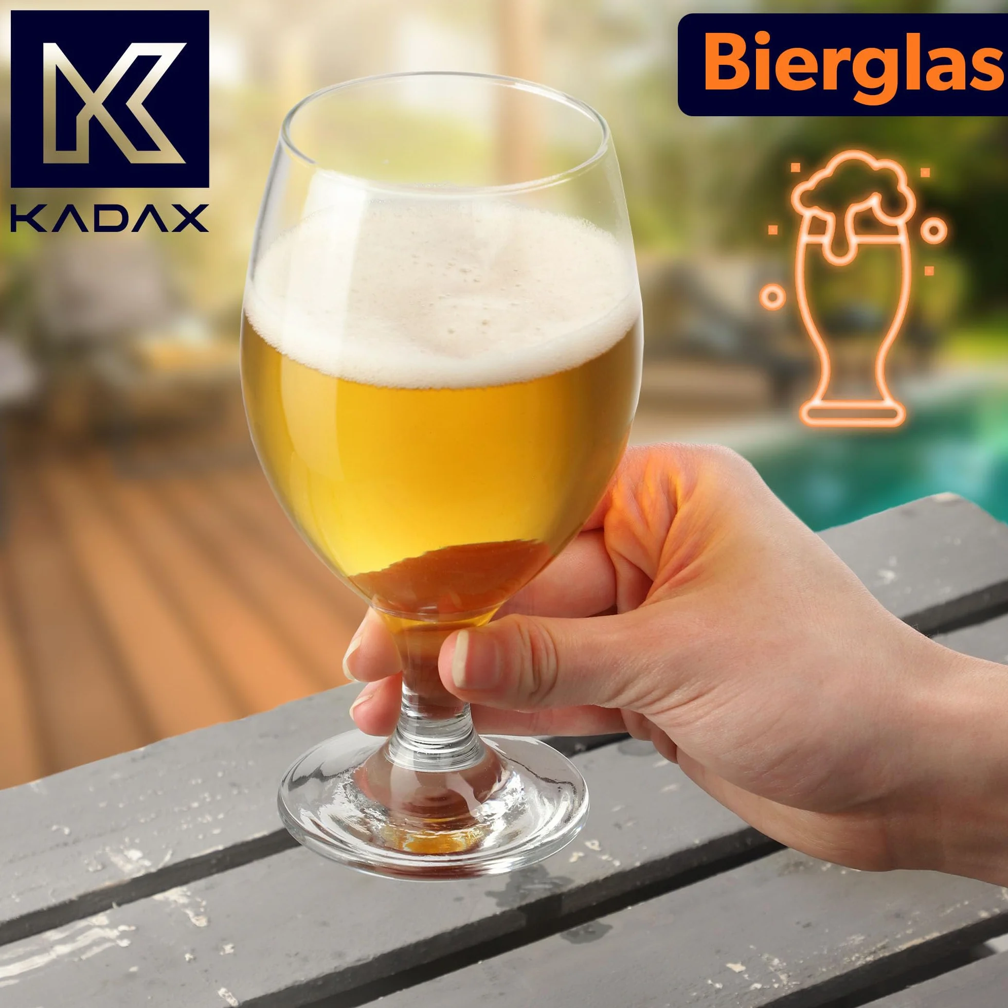 KADAX Zestaw 4 szt. Kufli 400 ml szklane tulipanowy kształt