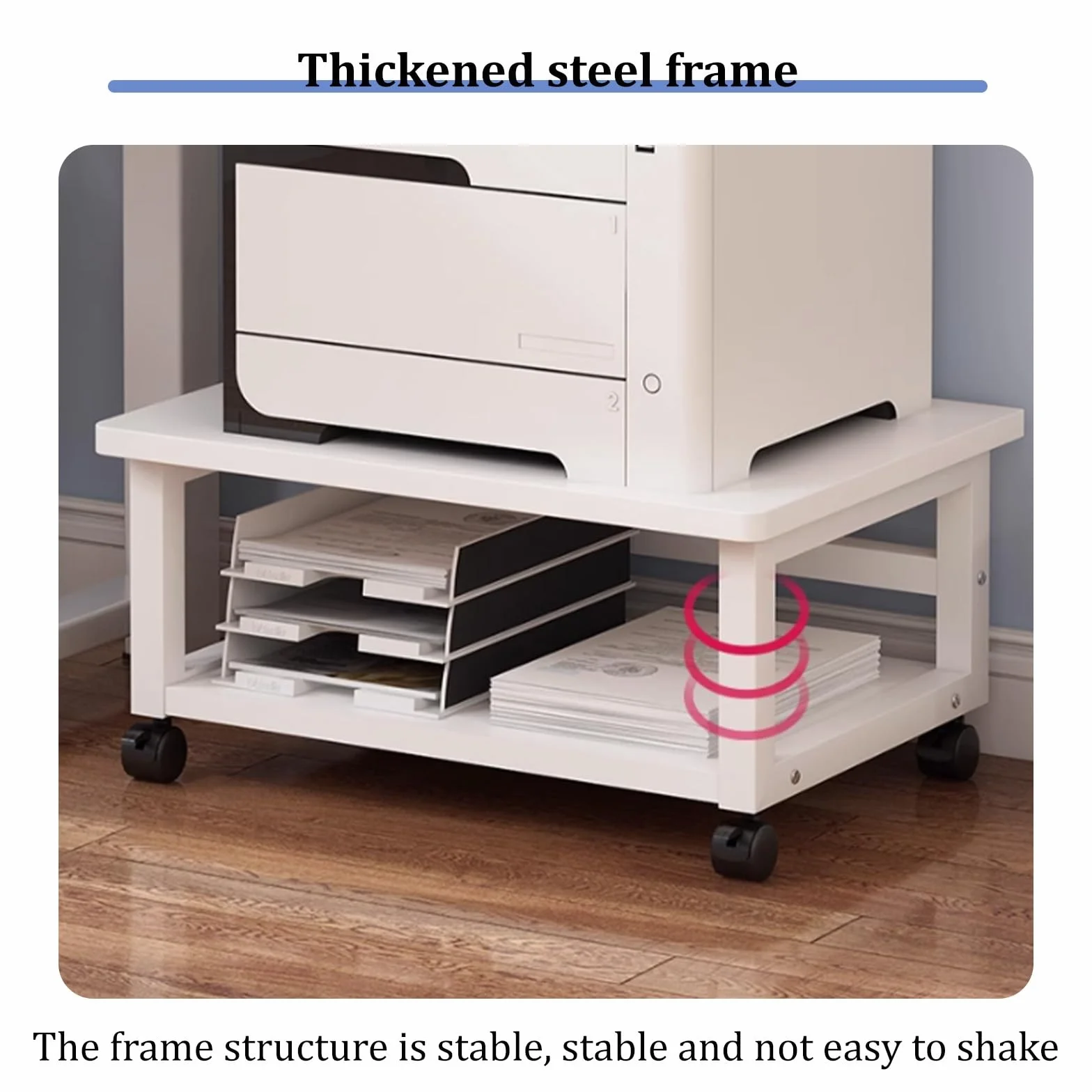 Under Desk Printer Stand,Mobile Metal Shelf Rack For PC, Scanner, 3D Printer, Fax, Shredder With Wheels,Black Printer Cart(Yellow,23.6 x 15.7 x 10.3 in)