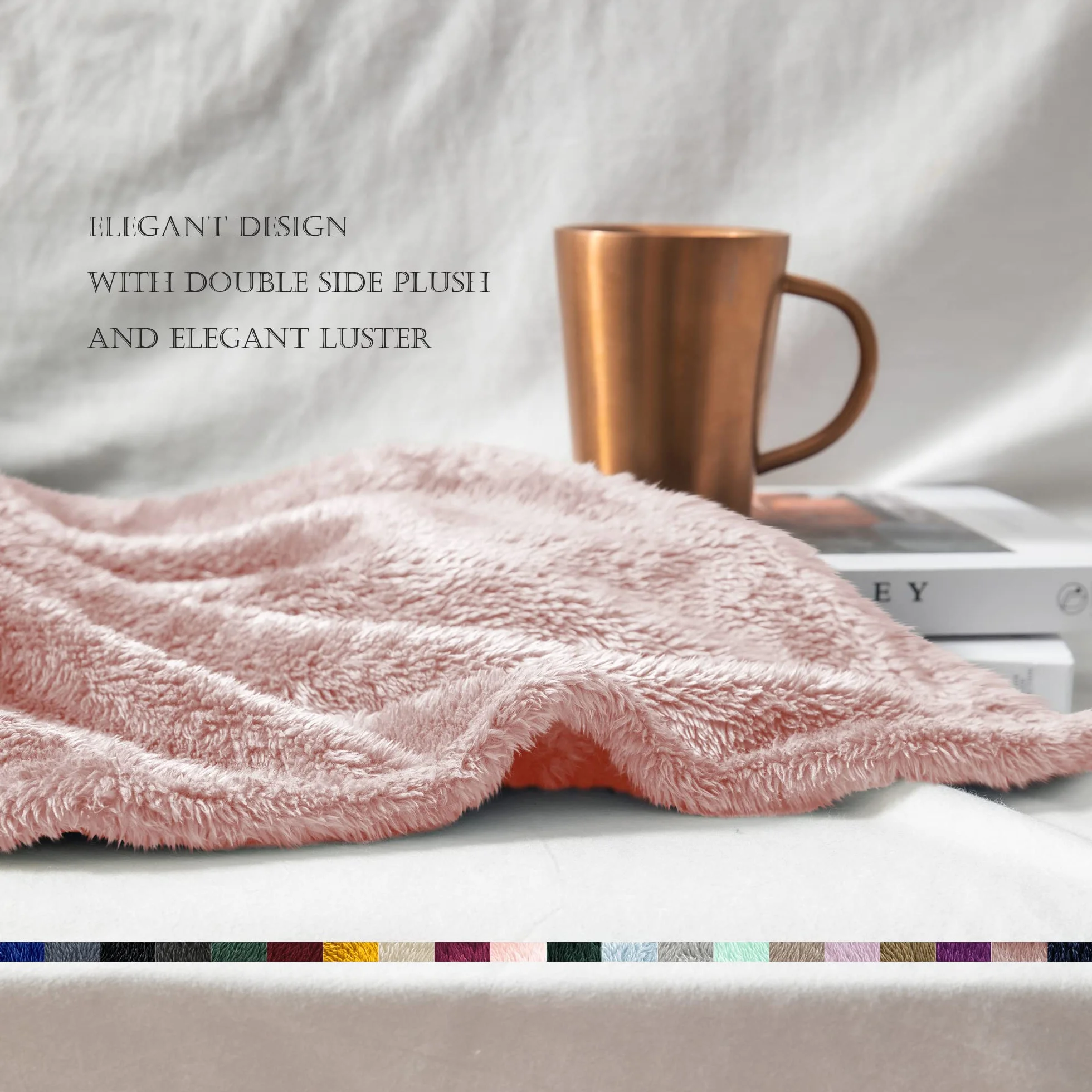Exclusivo Mezcla koc z pluszu polarowego 127x178 CM, super miękki, puszysty i ciepły koc na kanapę, łóżko, do użytku przez cały rok, różowy pyłowy