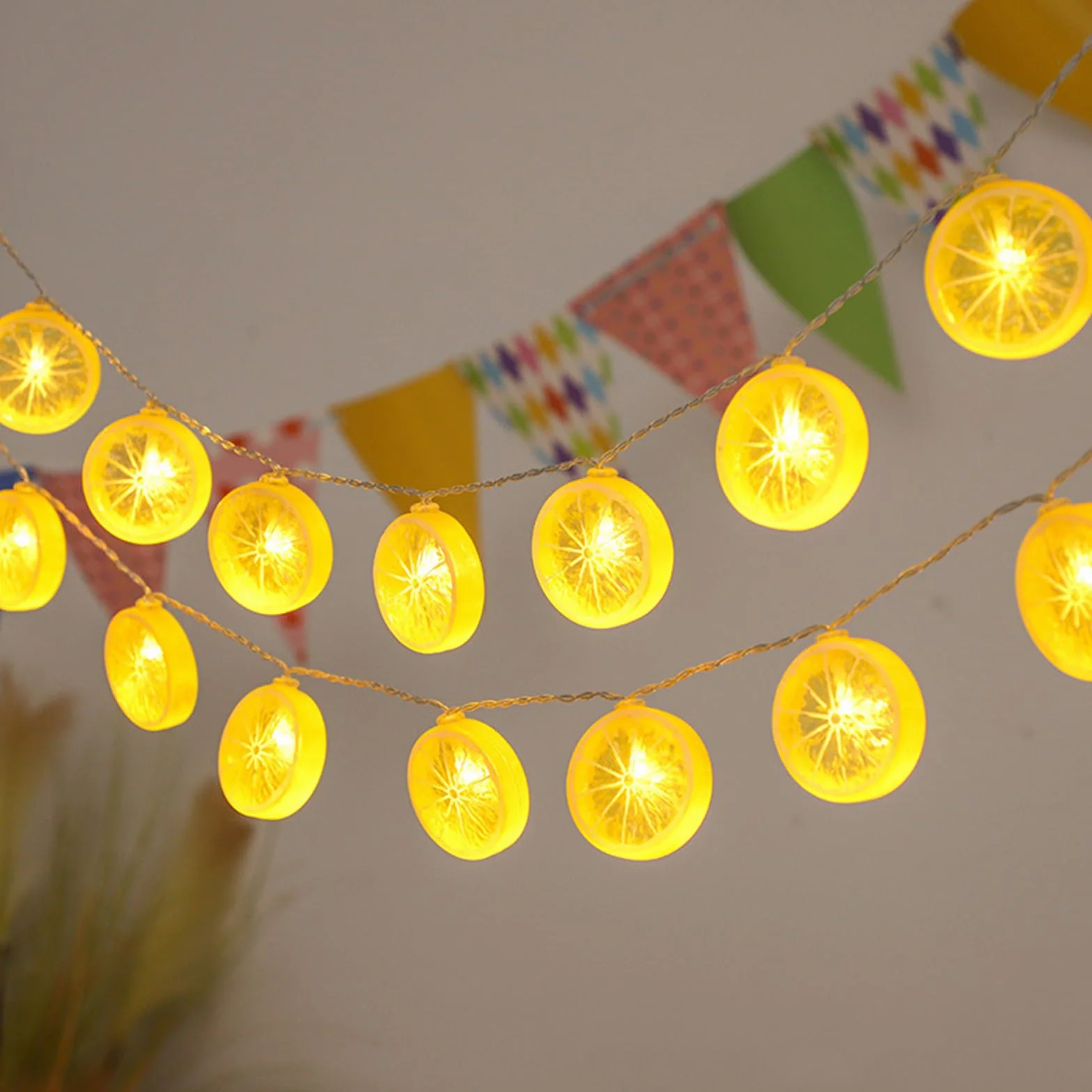 KOBOKO Dekoracyjny łańcuch świetlny z cytryną, 3 m, 20 diod LED, dekoracja cytrynowa, łańcuch świetlny na baterie, na imprezę, do sypialni, na imprezę, karnawał, do użytku wewnątrz i na zewnątrz