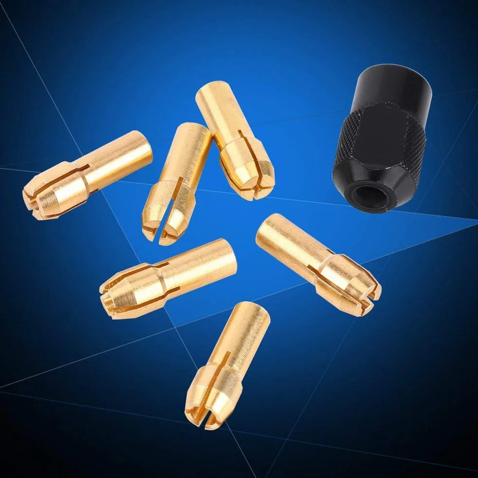 6 Sztuk/zestaw Tuleje Tulei Zaciskowej Narzędzie Obrotowe Tuleja Zaciskowa M8 * 0,75 Nasadka, w Tym Tuleje Tulejkowe 1mm-3,2mm z Czarnym Plastikiem M8 × 0,75 Pokrywa Pasuje do Narzędzi Obrotowych