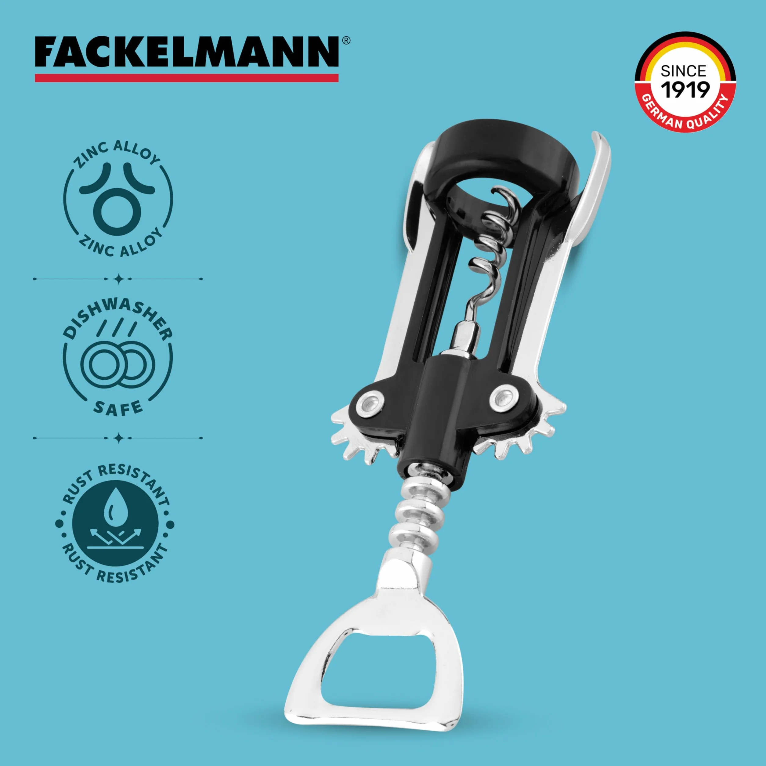 Korkociąg z dźwignią Fackelmann czarny