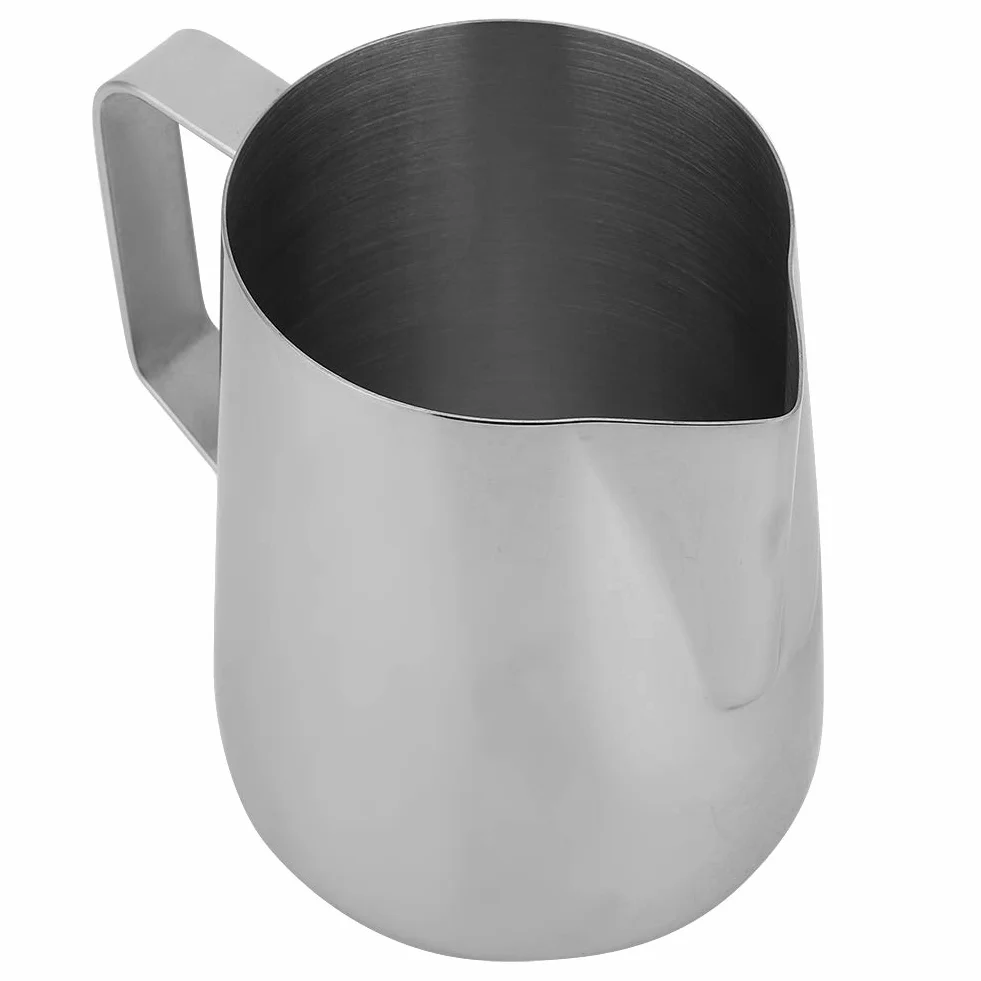 Kubek do spieniania kawy, srebrny MAGT ze stali nierdzewnej, trwały dzbanek do spieniania kawy, do użytku domowego, biura, sklepu, 200 ml