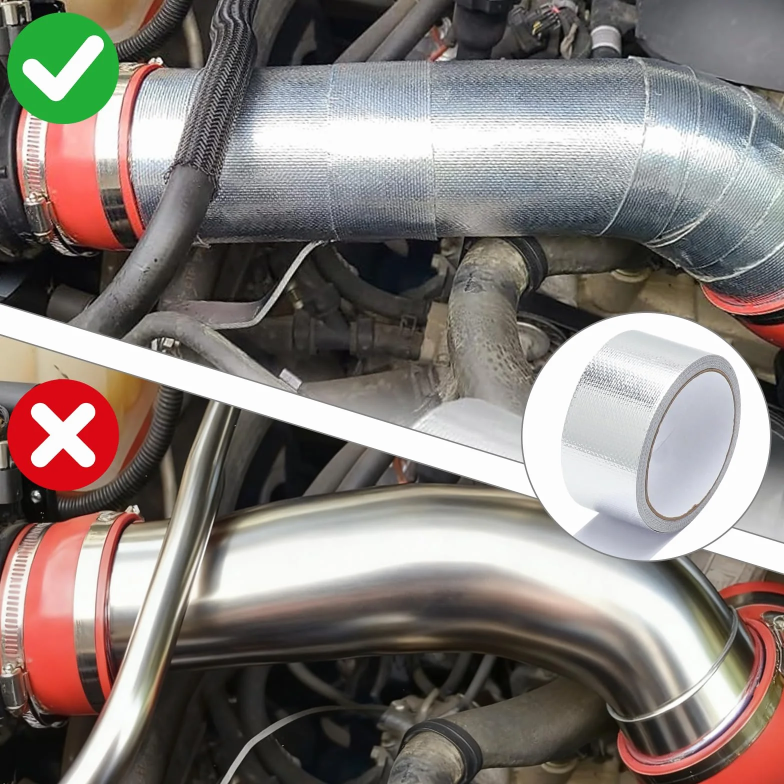 taśma termoizolacyjna do wydechów 10m x 5cm - samoprzylepna taśma do naprawy wydechów do samochodu, motocykla, taśma termoizolacyjna, taśma do wydechów do rury wydechowej, silnika i bandaż do