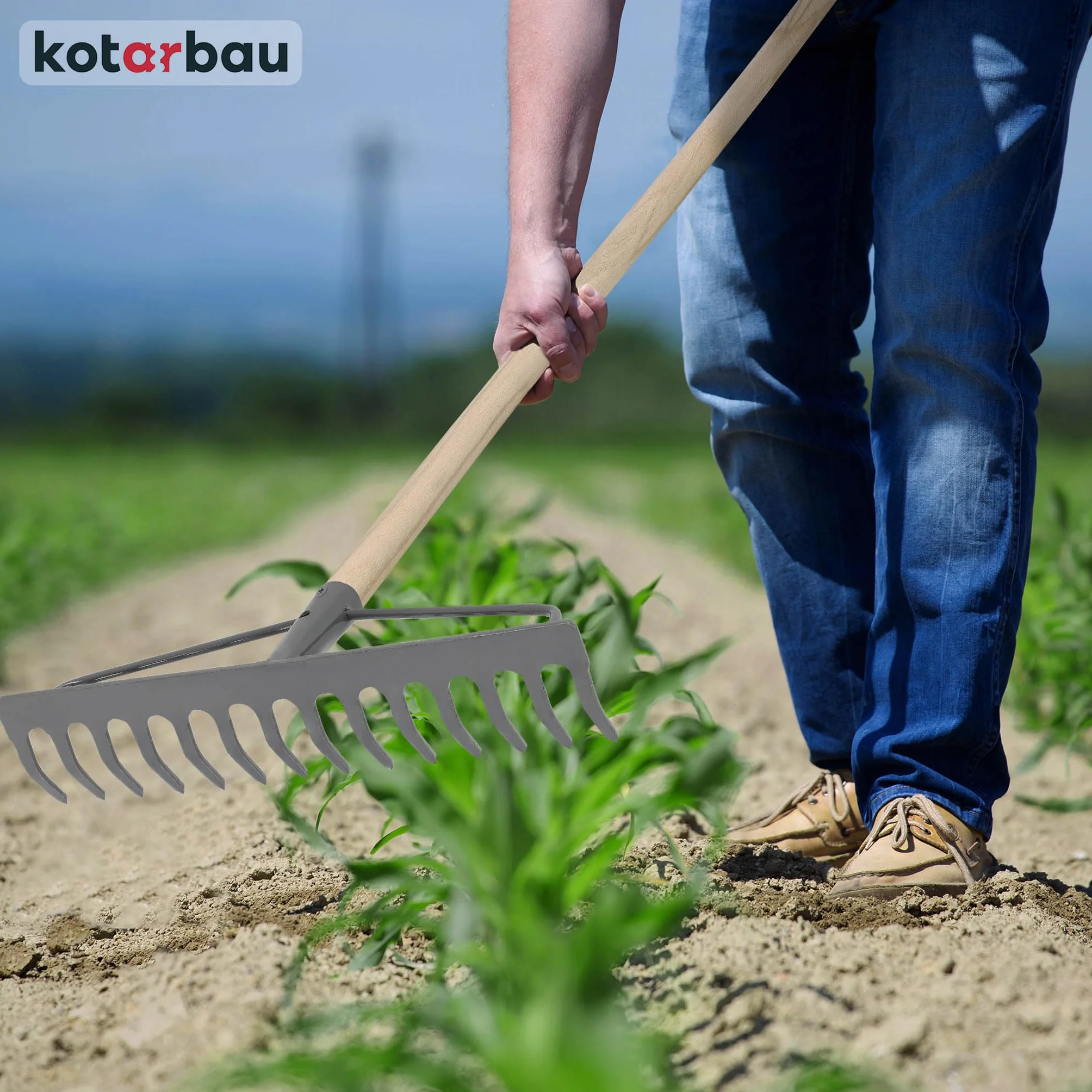 KOTARBAU® Grabie Metalowe - 26 cm - Grabie do Liści Trawy - 10 Zębów - Ogrodowe - Szare