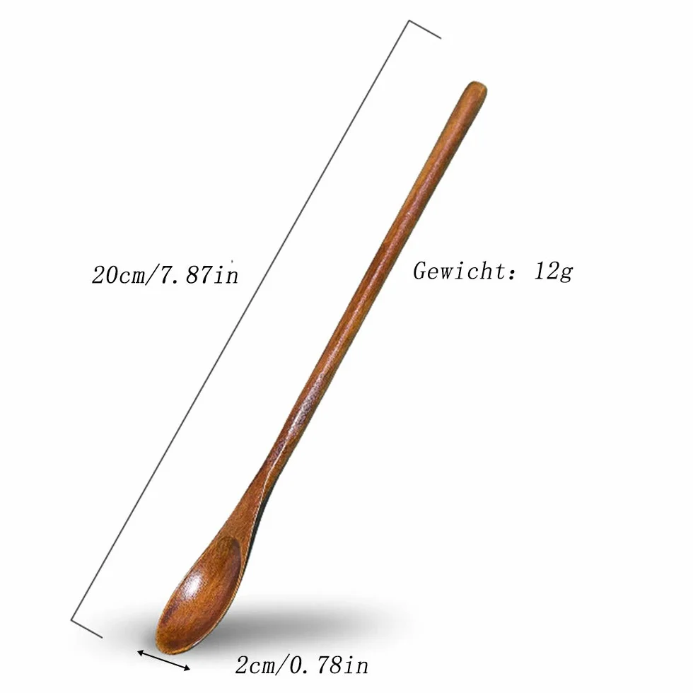 Drewniane łyżki do zupy 20 cm, japoński styl, zestaw 3 sztuk