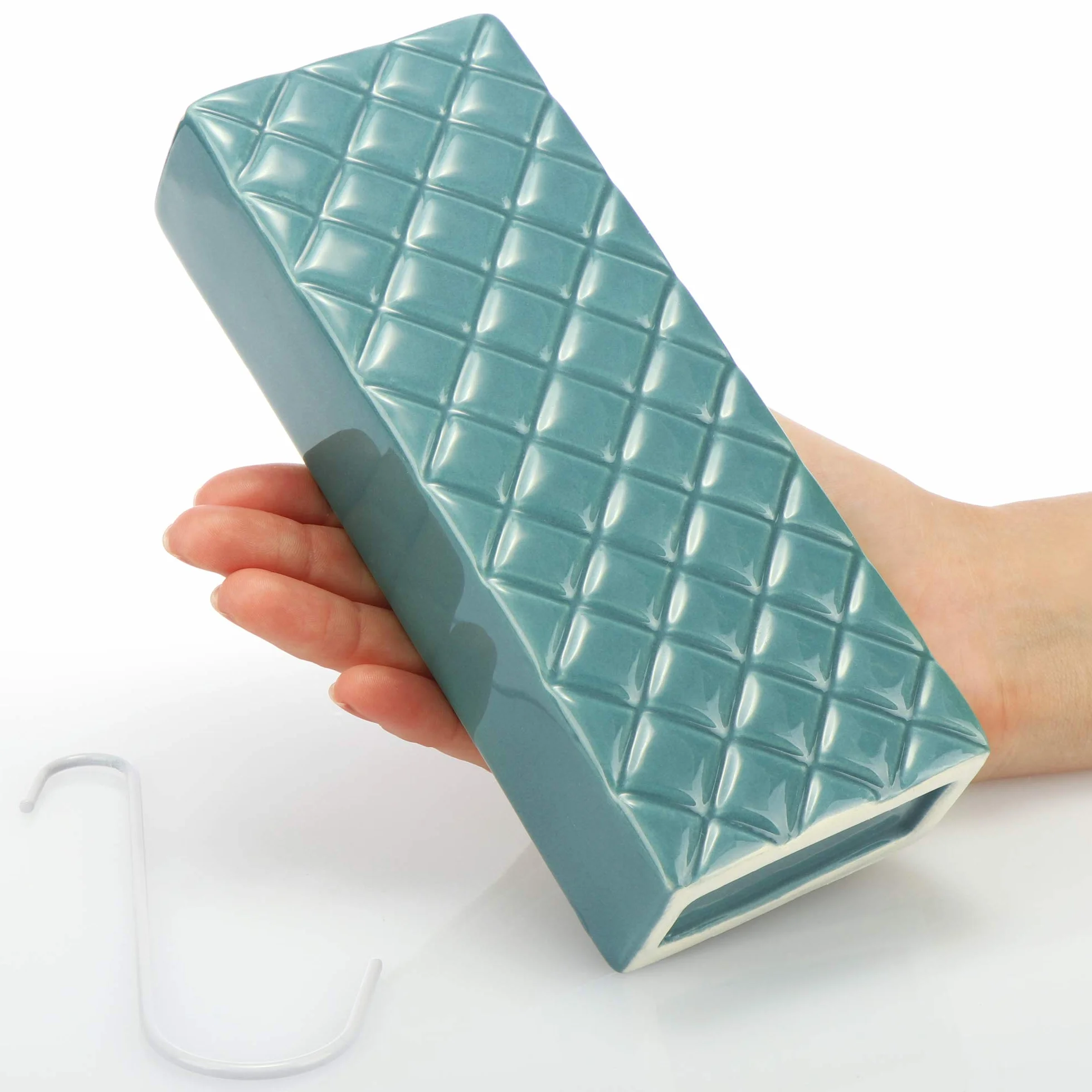 COM-FOUR® 3x ceramiczny nawilzacz powietrza - parownik grzejnikowy do nawilzania powietrza w pomieszczeniu - parownik wodny z hakiem w ksztalcie litery S (3 sztuki - diament)