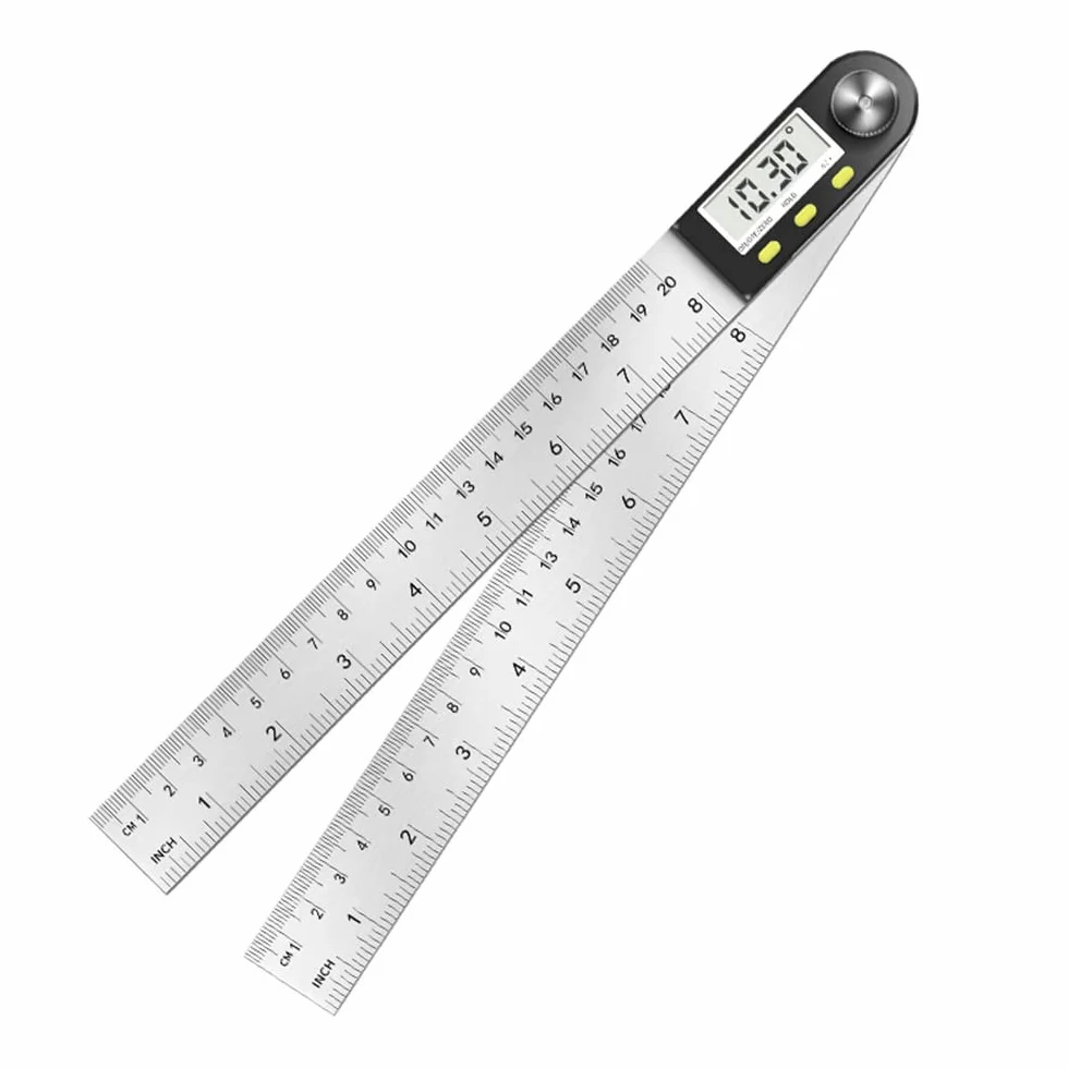 Newaner Kątomierz cyfrowy z wyświetlaczem LCD ze stali nierdzewnej, linijka kątowa do pomiaru kątów, wyświetlacz kątów do prac drewnianych, praca domowa, rzemieślnik, pomiar kąta 360°, funkcja Hold
