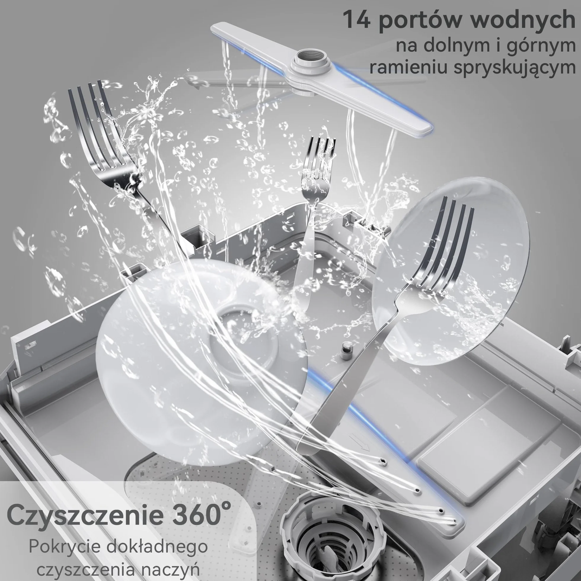 Mini zmywarka stołowa 43 cm 4 sztućce 175 kWh/rok biały