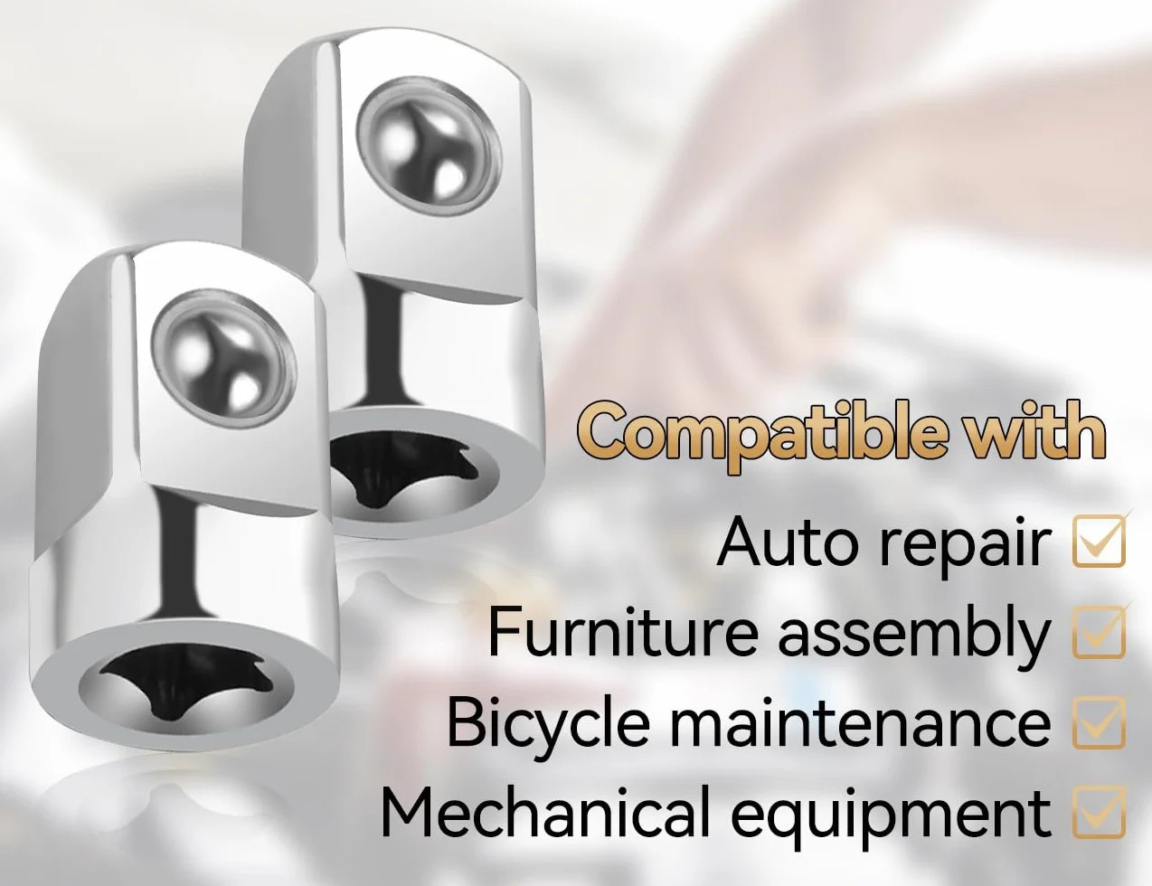 2 adaptery do kluczy nasadowych 1/4 na 1/2 cala, ze stopu metalu, z grzechotką 1/4 cala, do naprawy samochodu, montażu mechanicznego (srebrny)