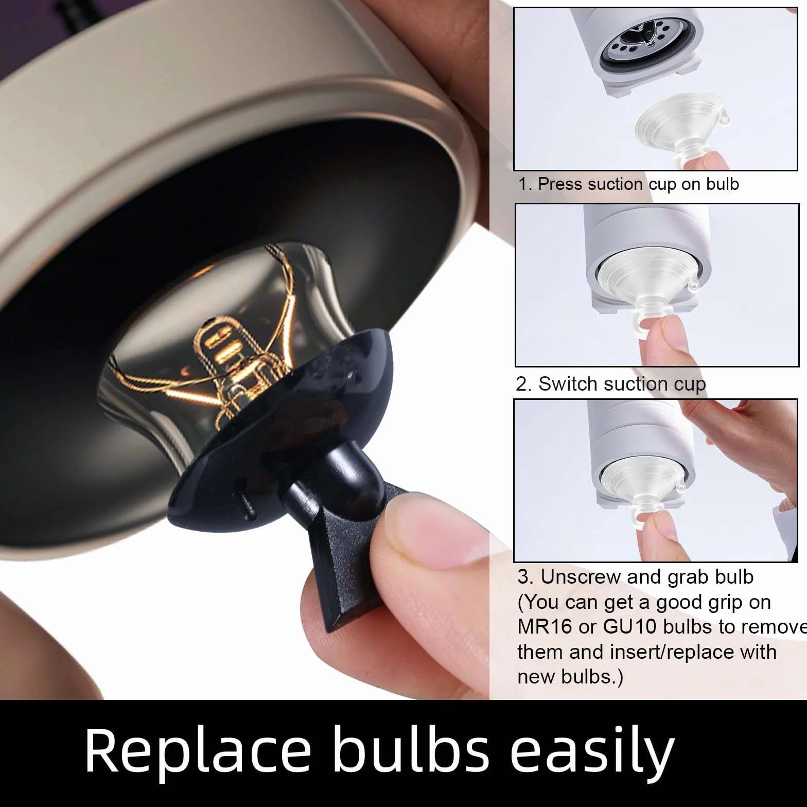 BOXOB 12szt Narzędzie Usuwania Przyssawek Żarówek, 2 Rozmiary Narzędzie Usuwania Bulbs do Żarówek GU10 MR16 Zmieniacz Bulbs do Halogenowych Mini Lamp Szynowych Okap