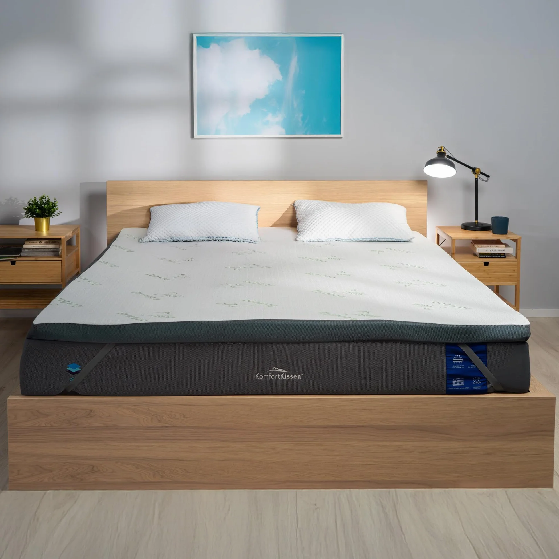 MKS.® Nakładka z pianki żelowej memory, 120 x 200 cm, H3, nakładka na materac 7 cm, oddychająca, komfortowa nakładka z bambusowym pokrowcem, system antypoślizgowy, zdejmowana poszewka nadająca się do