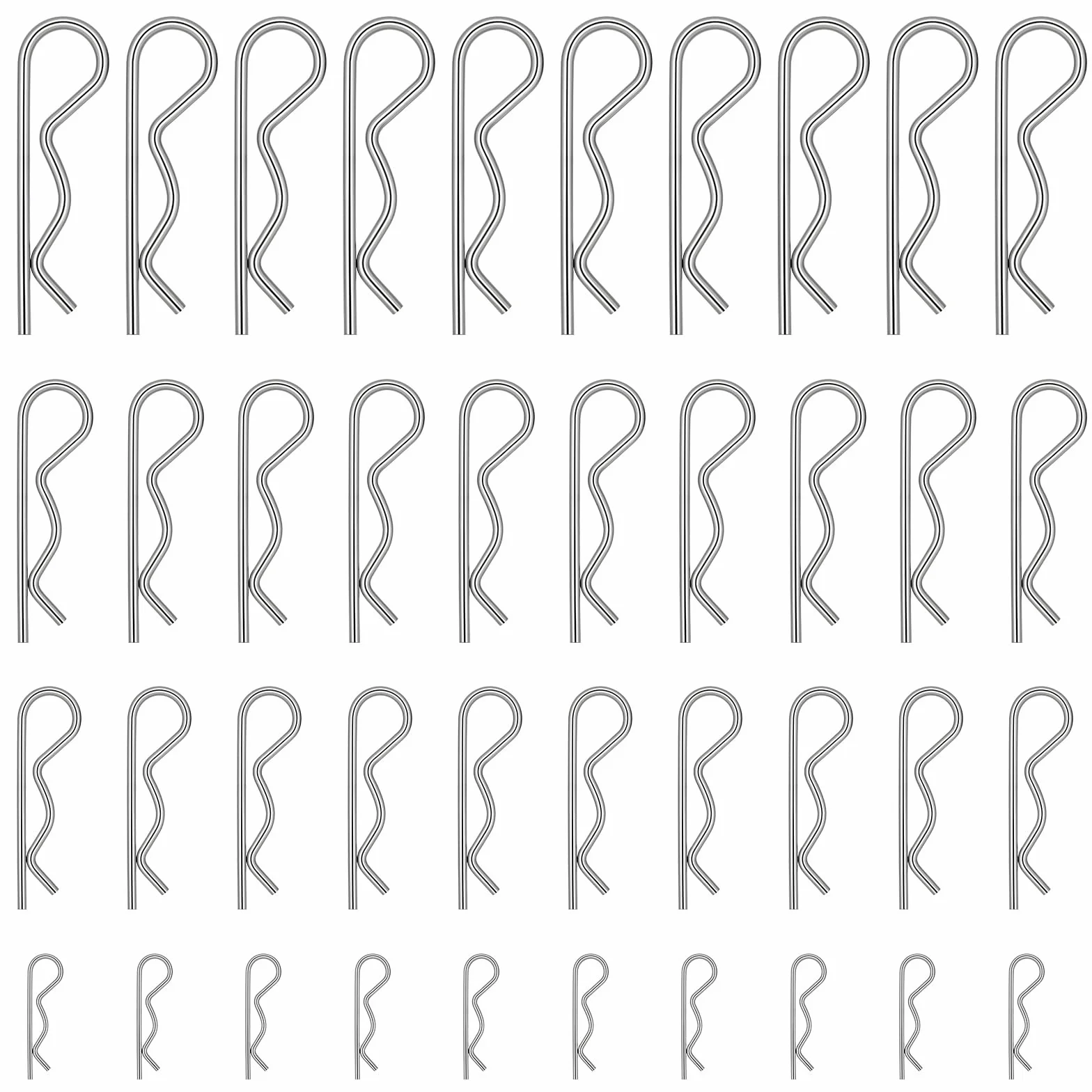 10 sztuk wtyków sprężynowych, zawleczka sprężynowa R w kształcie litery R, wtyk sprężynowy R wtyki sprężynowe ze stali nierdzewnej, zacisk bezpiecznikowy, zawleczka bezpiecznikowa, asortyment