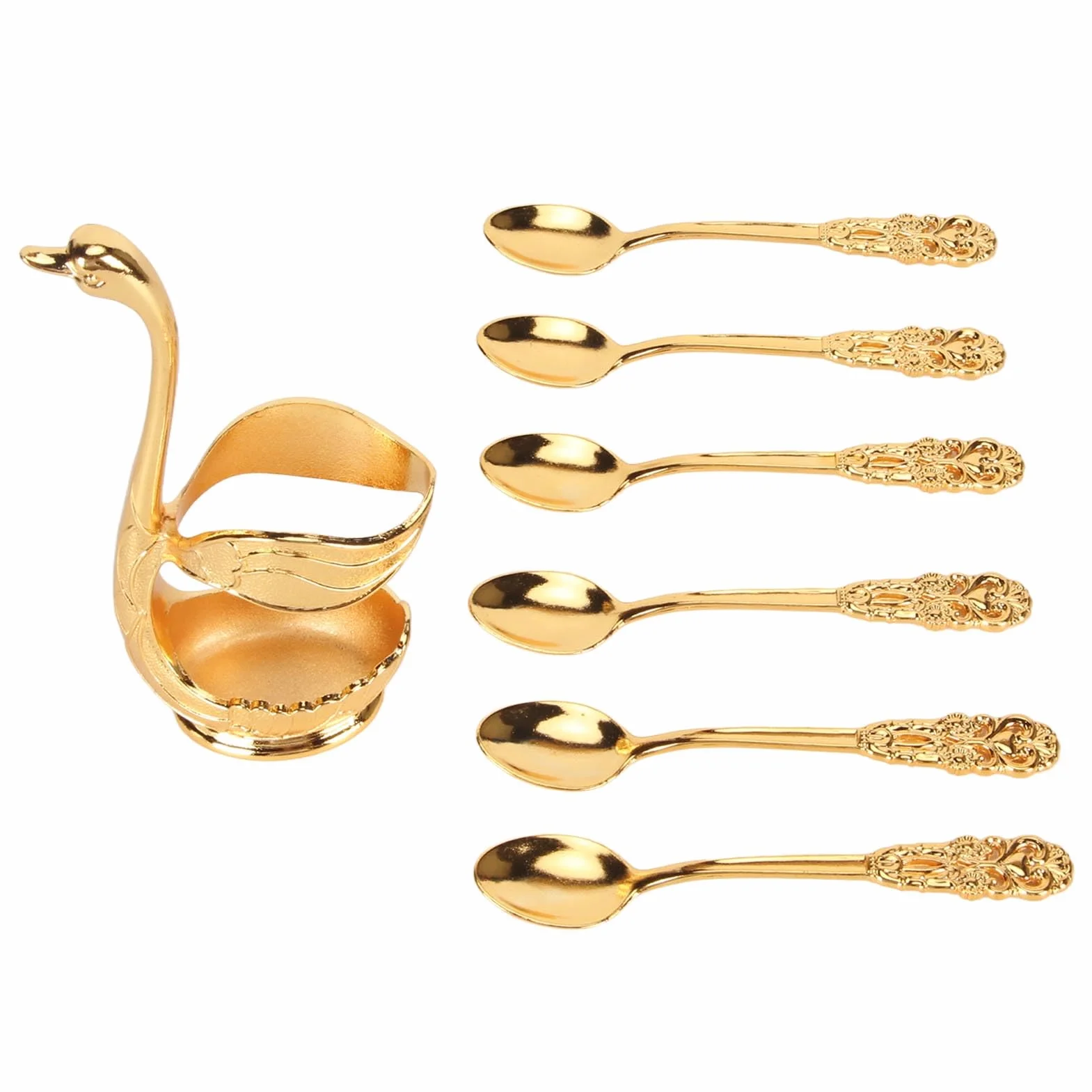 Zestaw 6 łyżek Golden Coffee Spoon KIMISS metalowe dekoracyjne do deserów lodów w kształcie zwierząt