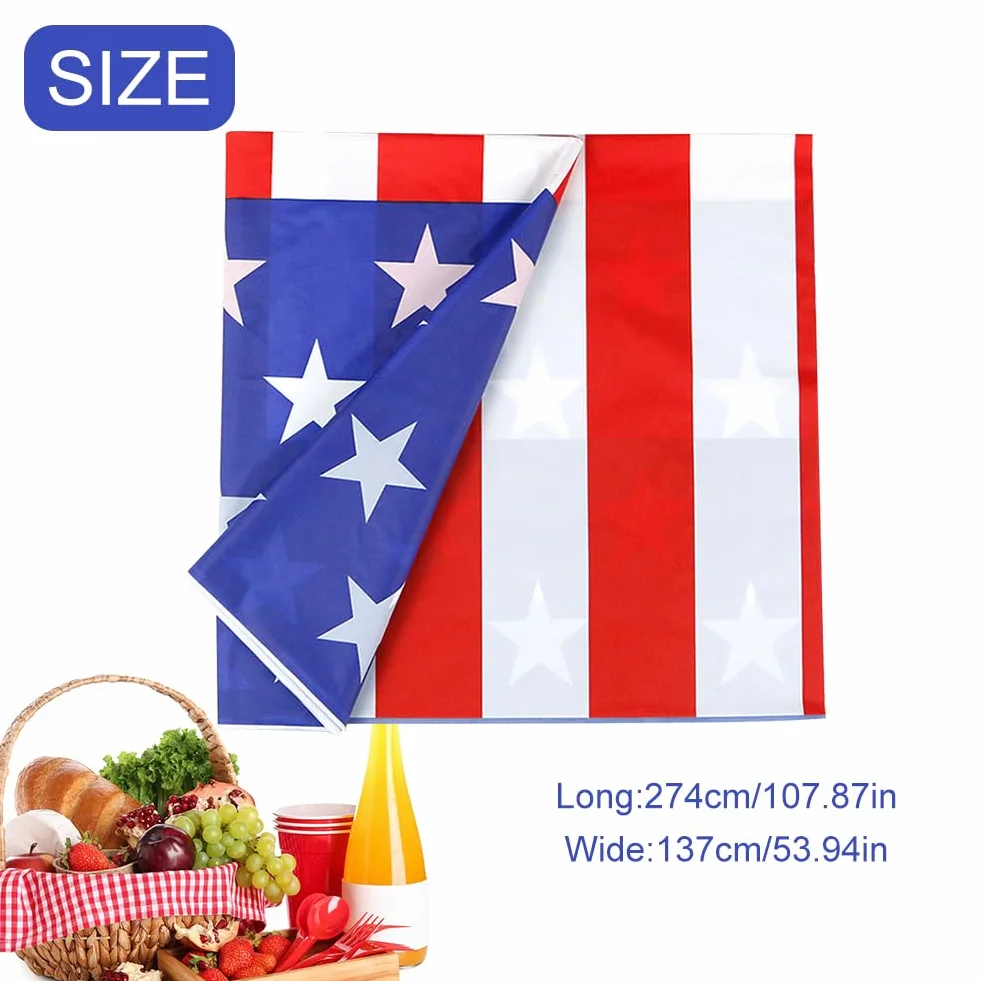 SEMINISMAR Obrus USA, 4 Lipca Obrus, Obrus Stany Zjednoczone, Wolność Stany Zjednoczone Prostokątny obrus, Stany Zjednoczone Prostokątna Obrus Flaga Amerykańska, Obrus Flaga Ameryki, 137x274 cm, 1