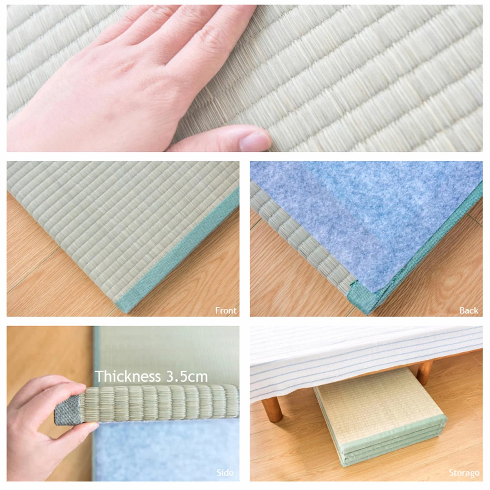Tradycyjna Japońska Mata Tatami - 4-krotnie Składana, Mocny I Wygodny Materac Futon Naturalna Zielona Trawa Rush - Idealna Do Medytacji, Jogi, Pokoju Zen, Japońska Herbaciarnia(Size:75x200x3.5cm)