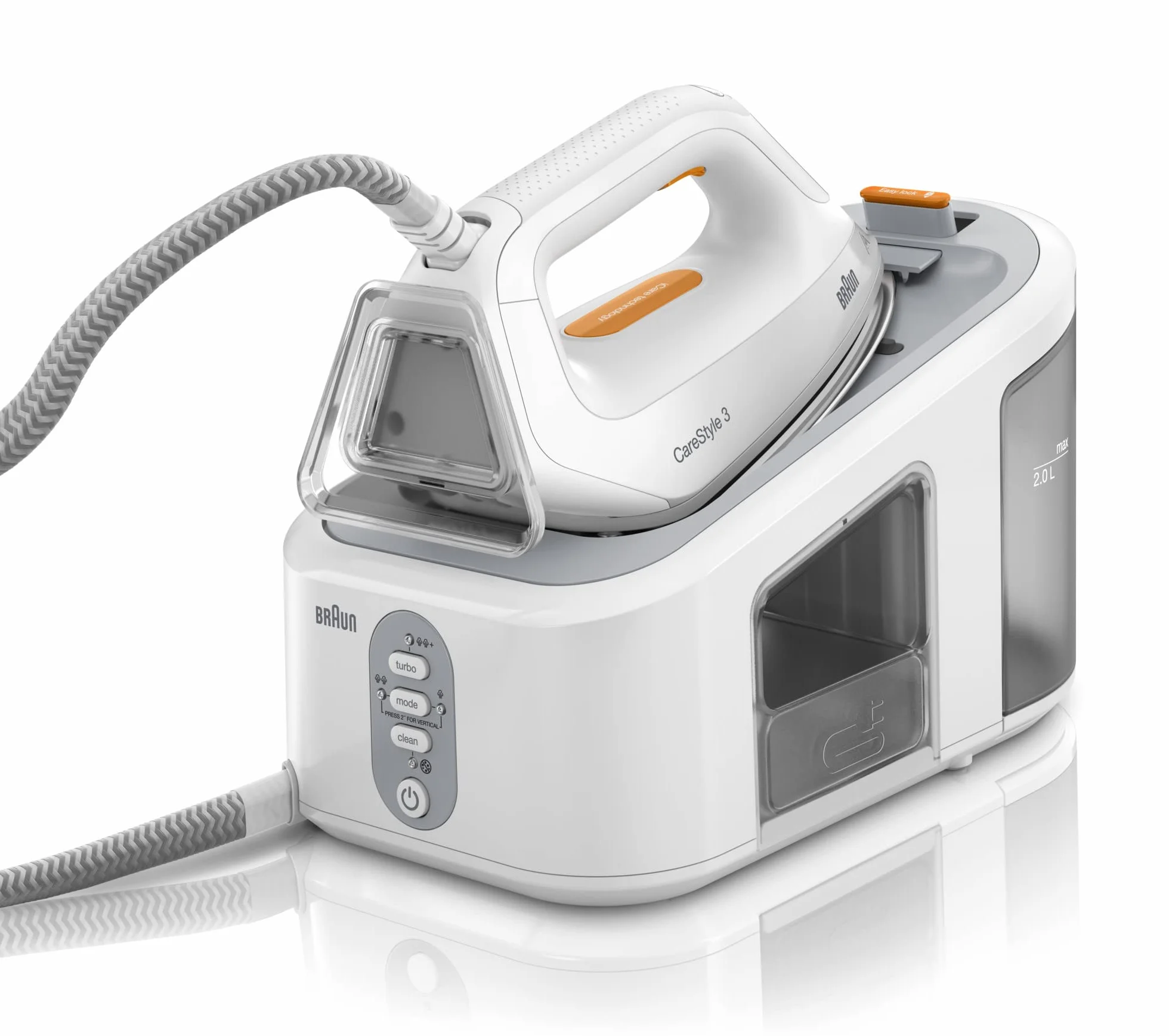 Braun CareStyle Steam Generator stacja parowa – żelazko parowe z stopą żelazka FreeGlide 3D, ciśnienie pompy 6 bar, duży zbiornik na wodę 2 l, funkcja Eco, IS 3132 WH, kolor biały