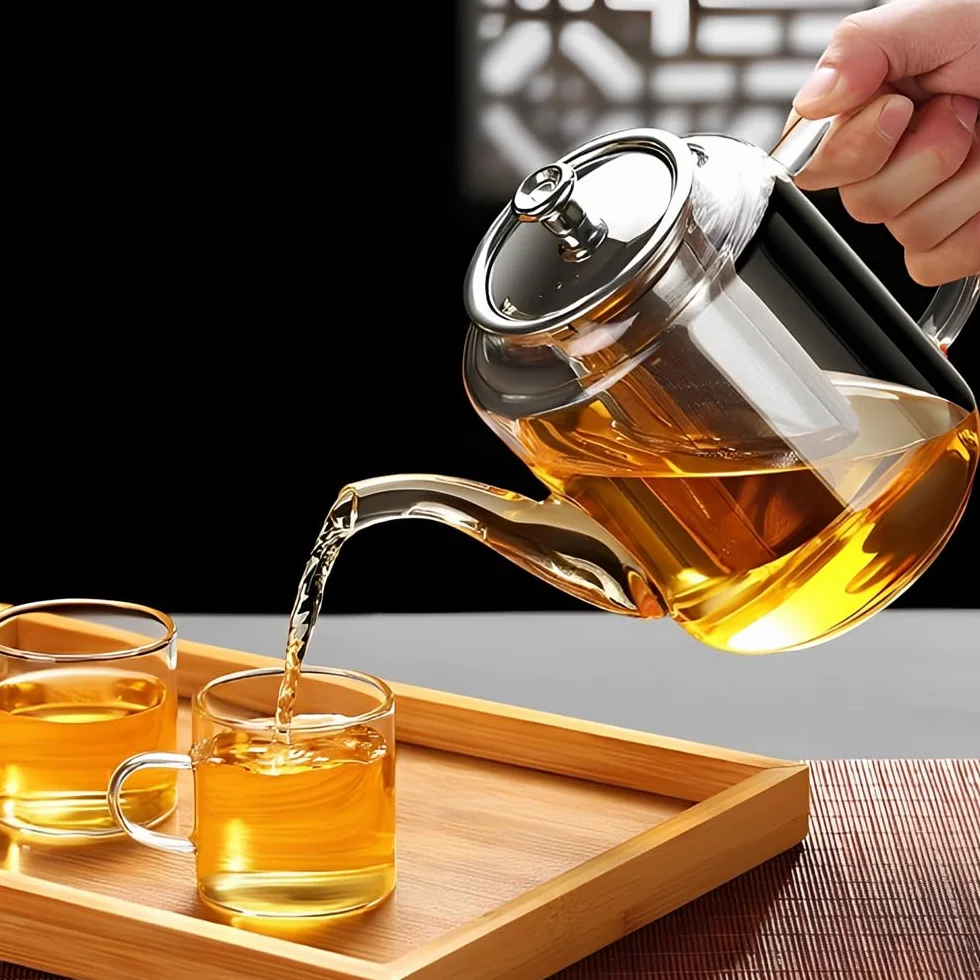 Szklany czajniczek o pojemności 650 ml, odporny na wysoką temperaturę dzbanek do herbaty z przezroczystego szkła borokrzemowego z filtrem ze stali nierdzewnej, mały czajniczek do luźnych liści