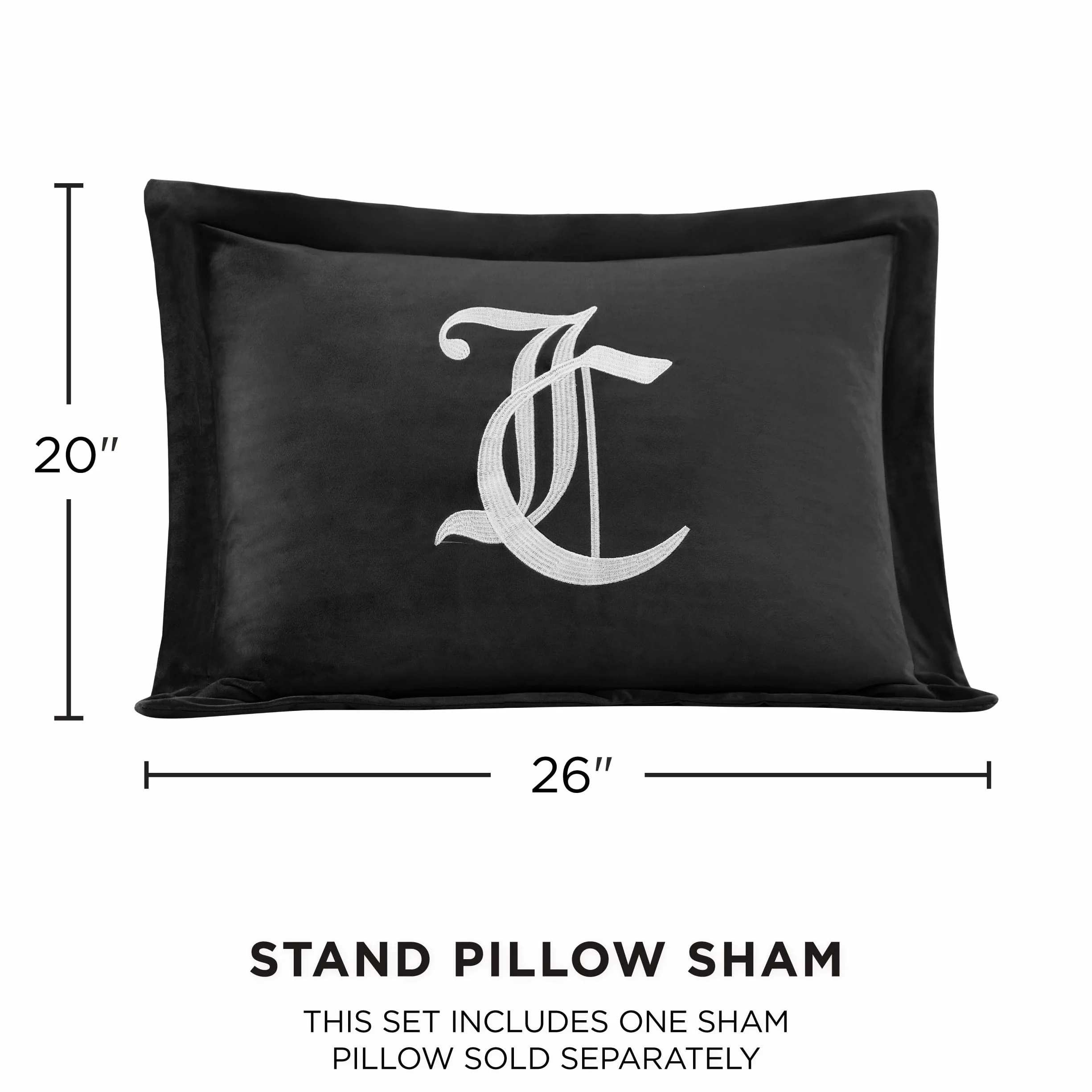 Juicy Couture 2-częściowy zestaw pościeli Twin/Twin XL w stylu gotyckim, zawiera 1 poszwę na kołdrę 228 x 173 cm i 1 poszewkę 50 x 66 cm, odporne na zagniecenia, wystrój sypialni premium, czarny
