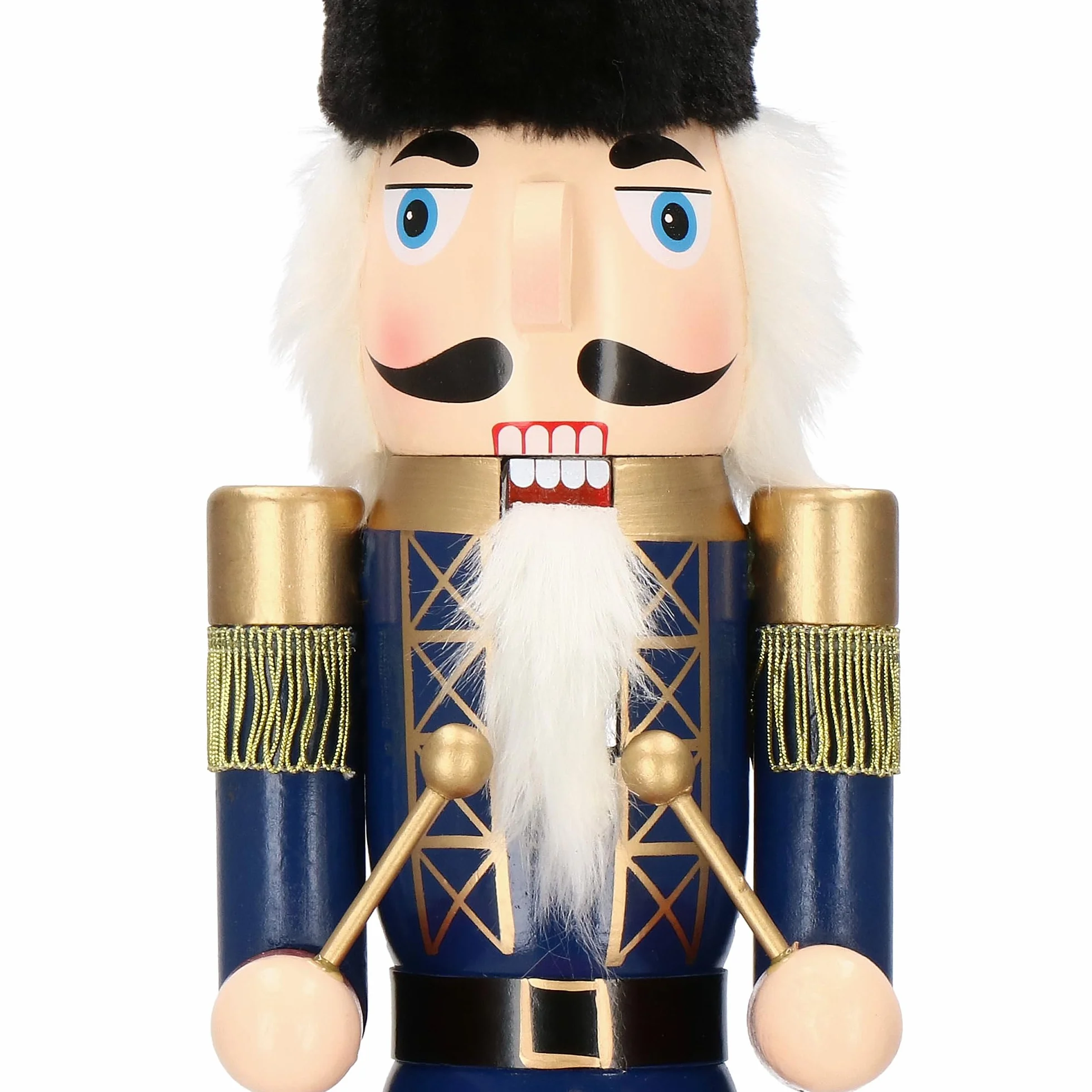 SPRINGOS Figurka dziadek do orzechów z bębniarzem w czapce kozackiej, dekoracyjna figurka drewniana 14 x 61 cm