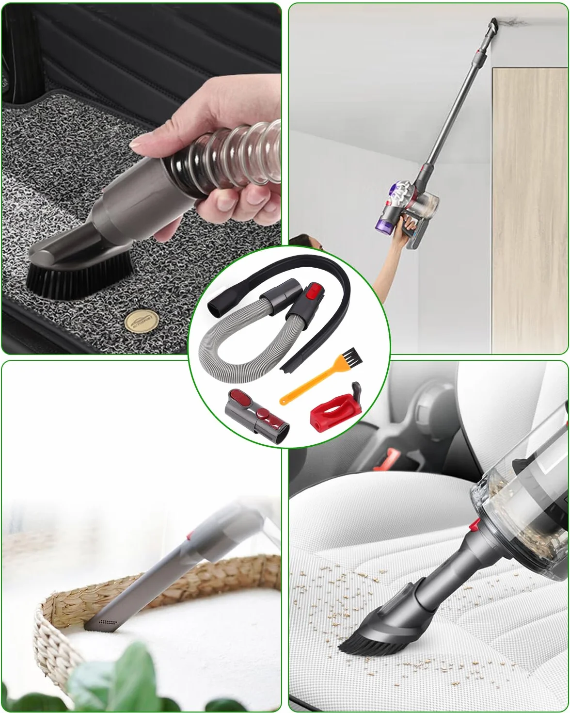 Jissta Zamienne przyłącze węża do odkurzacza Dyson V15, V11, V10, V8, V7 z elastyczną dyszą przyłączeniową, wężem przedłużającym, zamknięciem przełącznika i szczotką do czyszczenia