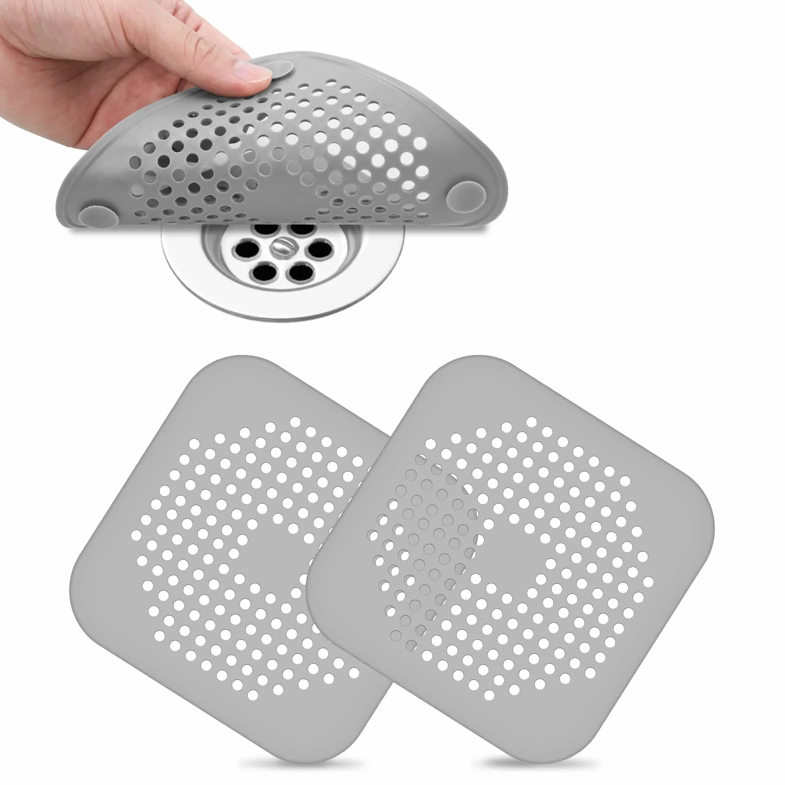 Flintronic Silikonowe sitko odpływowe, osłona odpływu prysznicowego, łapacz włosów z przyssawkami, składany filtr do zlewu, ochraniacz filtra z mocną przyssawką, do wanny, łazienki, kuchni, 2 szt
