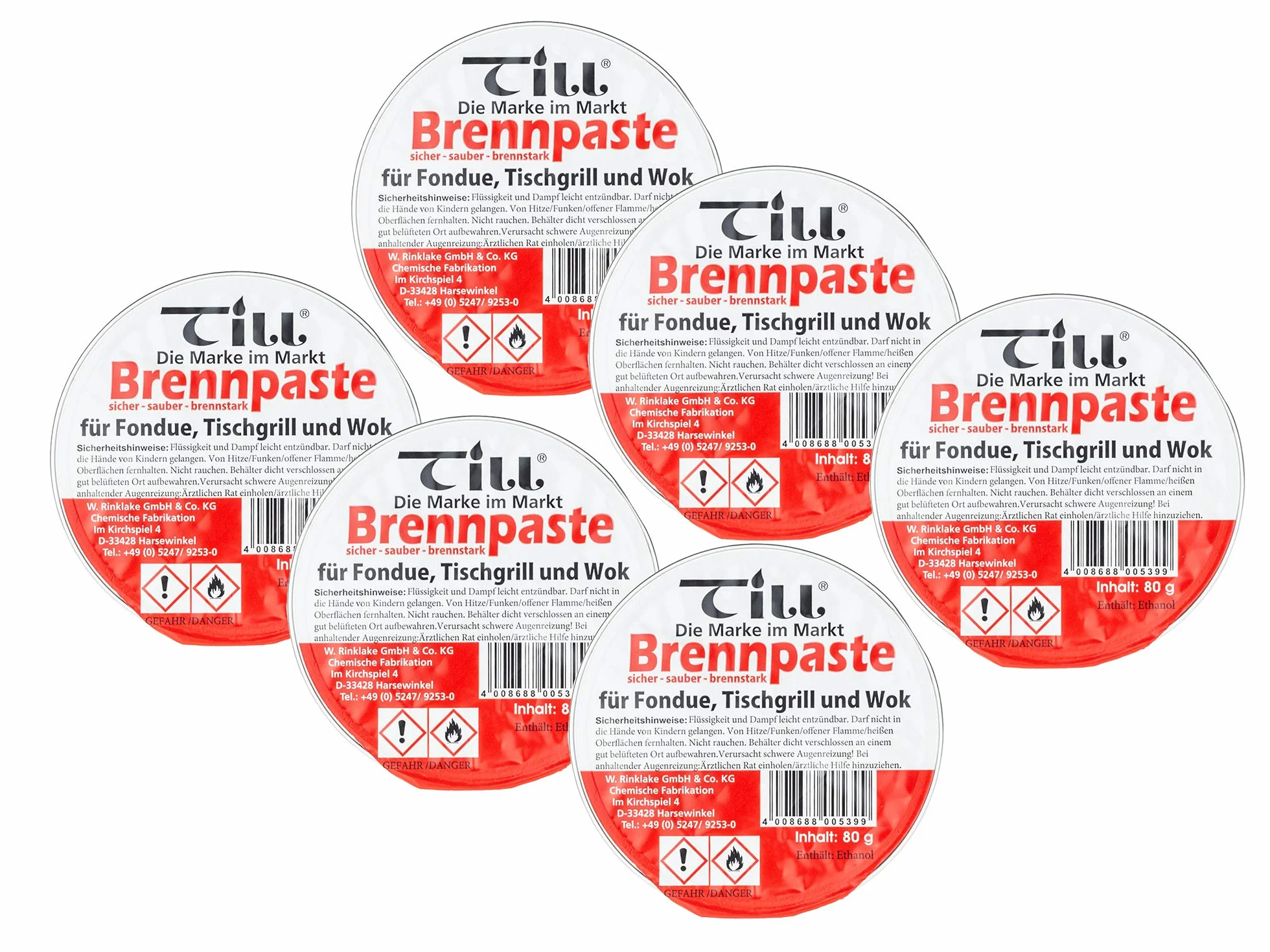 Till pasta do podgrzewaczy, 2 × zestaw 3 sztuk po 80 g (6 sztuk)
