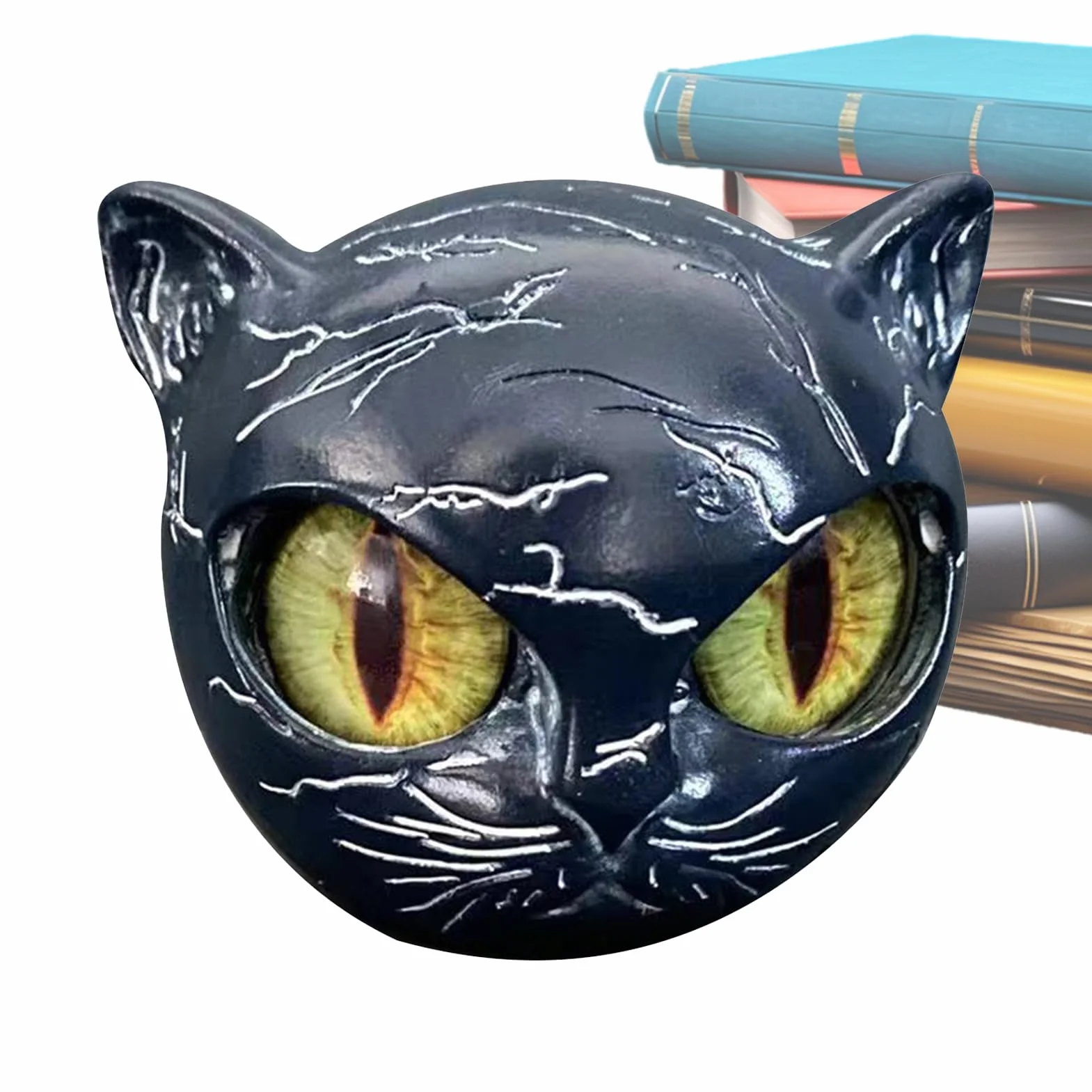 Rzeźba głowy kota – czarna rzeźba z kamienia kotów na Halloween, żywiczne małe figurki kota, dekoracje domu, rzeźby zwierząt, dekoracja domu, do salonu, sypialni, szafki, półki, biurka, wejścia