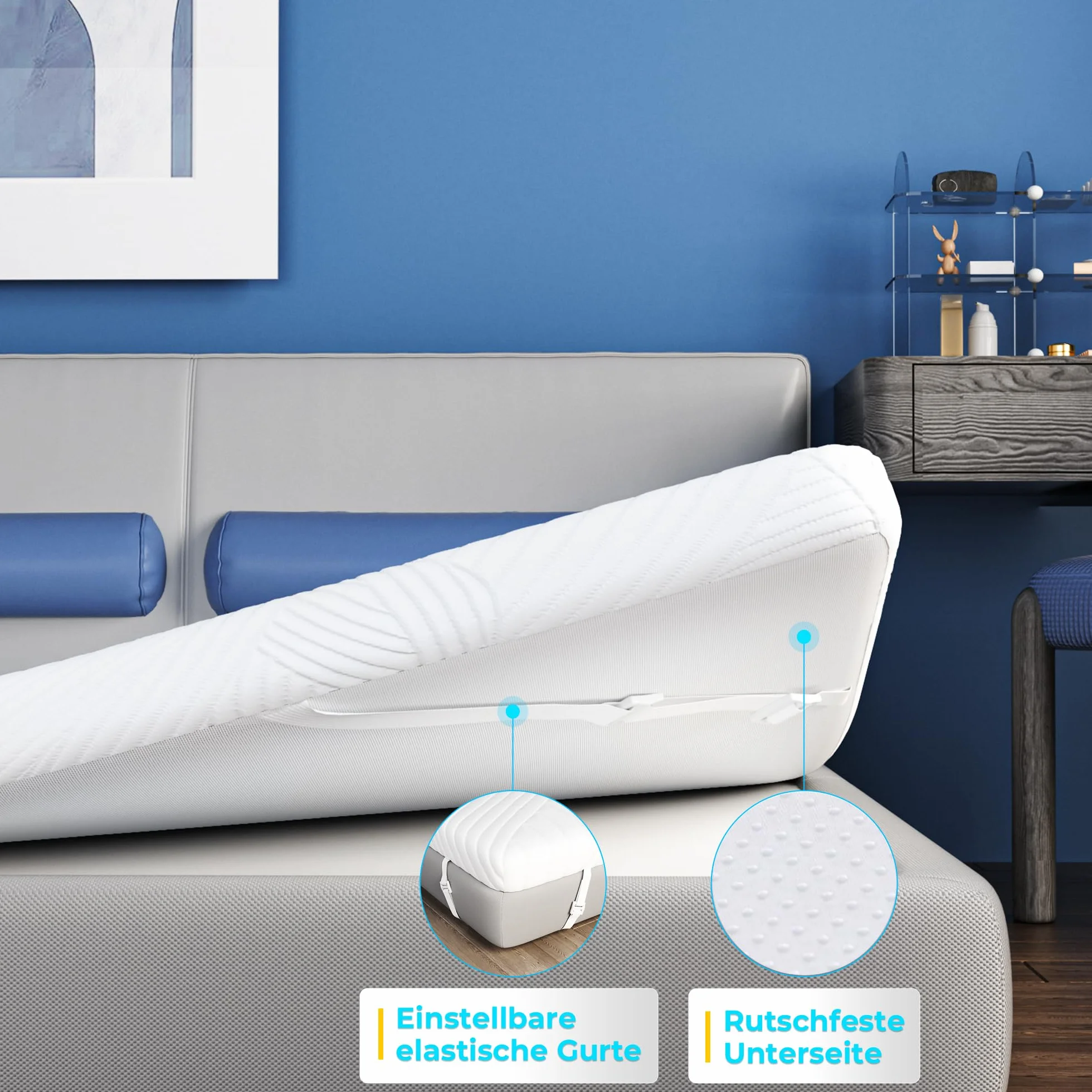 Nakładka na materac 160x200 cm – 5 cm pianka memory, miękka i wygodna nakładka nawierzchniowa z pianki Visco, ergonomiczne podparcie, idealna na łóżko, kanapę lub do kampera