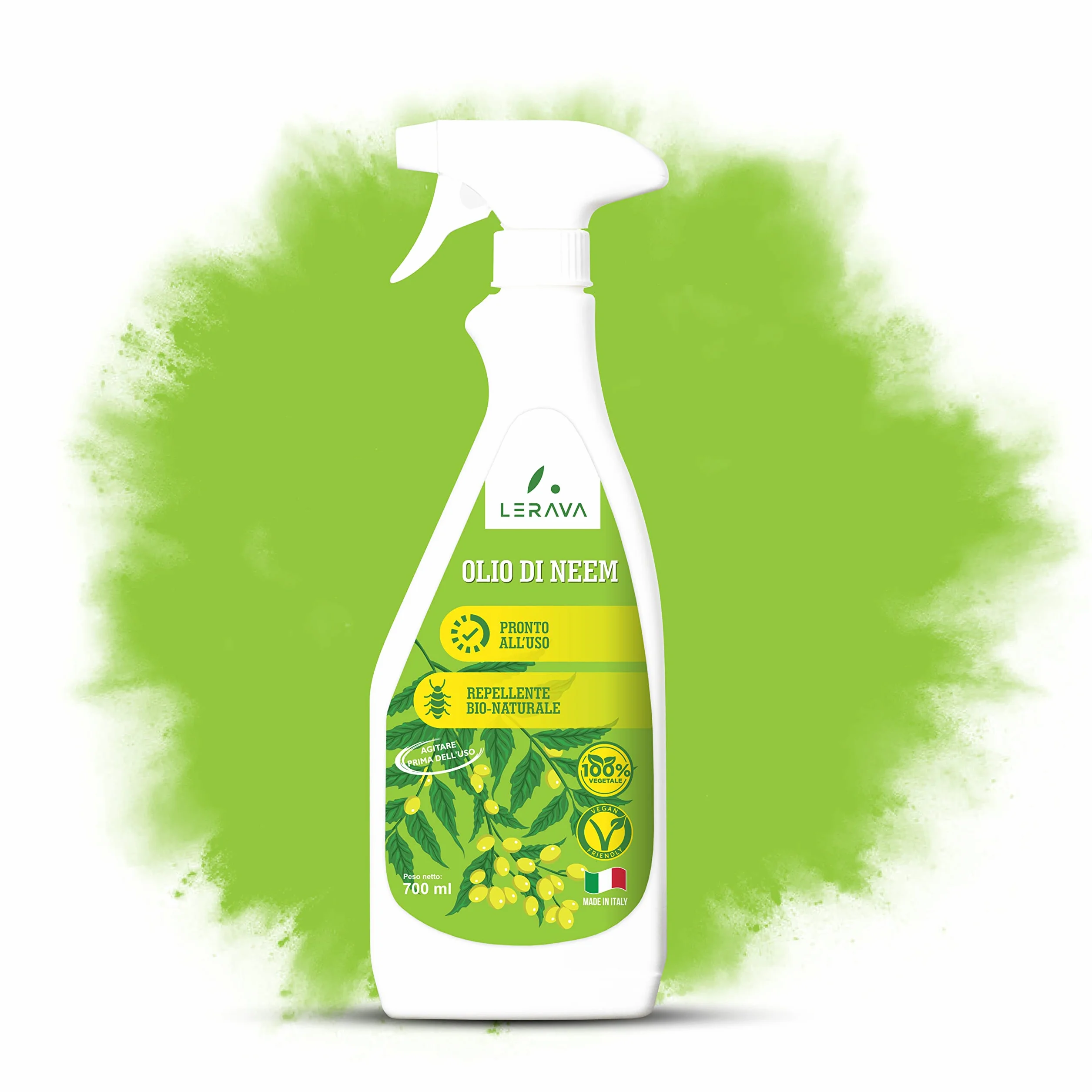 LERAVA® olej neem dla roślin - Gotowy do użycia spray owadobójczy - 100% bio-roślinny olej neem - Hamuje rozwój larw - olej neem 700ml