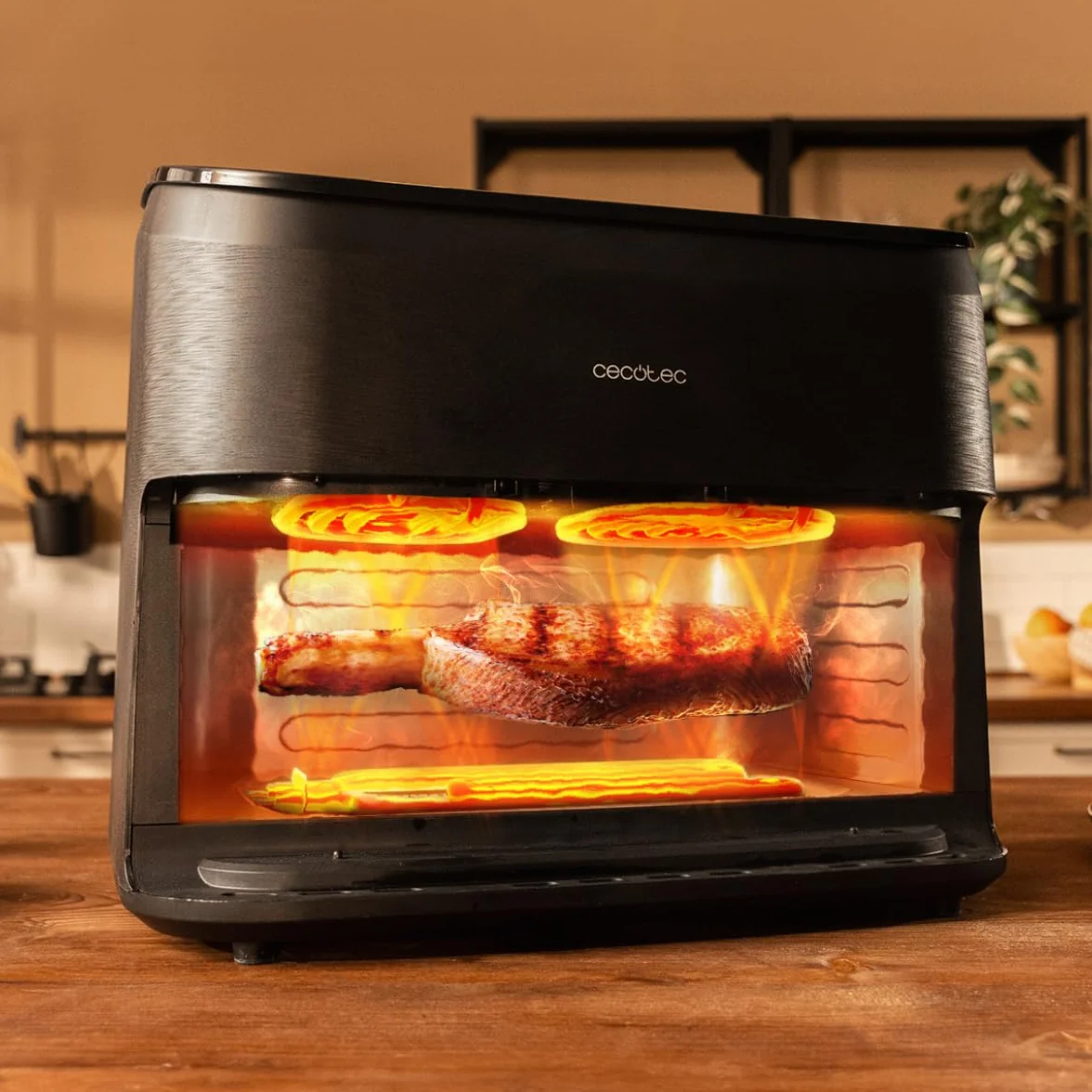 Cecotec Frytkownica powietrzna 10 l, frytkownica powietrzna Cecofry&Grill Smokin 11000, 2200 W, frytkownica 3 w 1, grill, płyta grillowa, zintegrowana wędzarnia, 10 menu, temperatura 40-200°C,