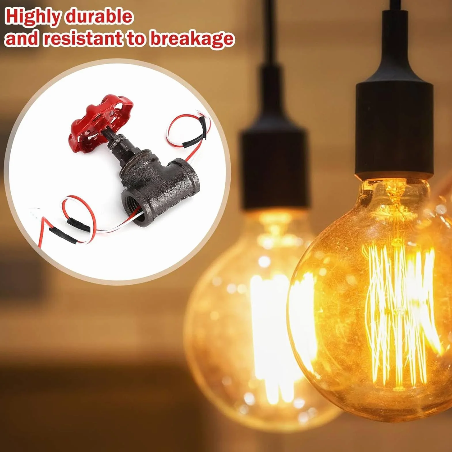 Przełącznik Lampy Stołowej, Przełącznik Lampy w Stylu Retro Steampunk G1 / 2in Wyłącznik światła z Zaworem Stop z Przewodem do Lampy Wodociągowej Akcesoria do Lamp w Stylu Vintage