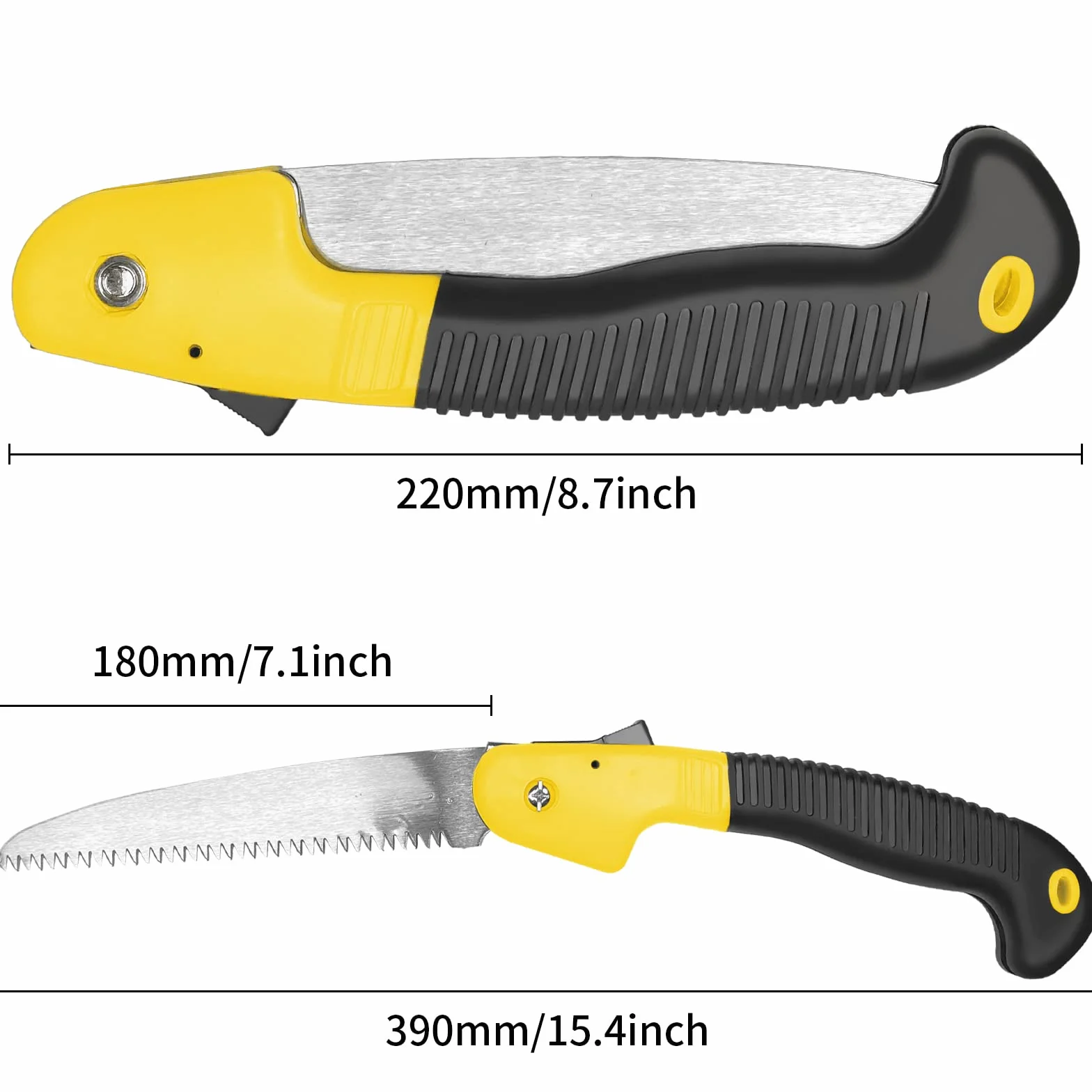 Newaner Piła do gałęzi, piła ręczna, outdoorowa piła składana o długości 18 cm, brzeszczot ze stali, piła do naprawy ogrodów tarasowych, na kemping, składana piła 39 cm (żółta)