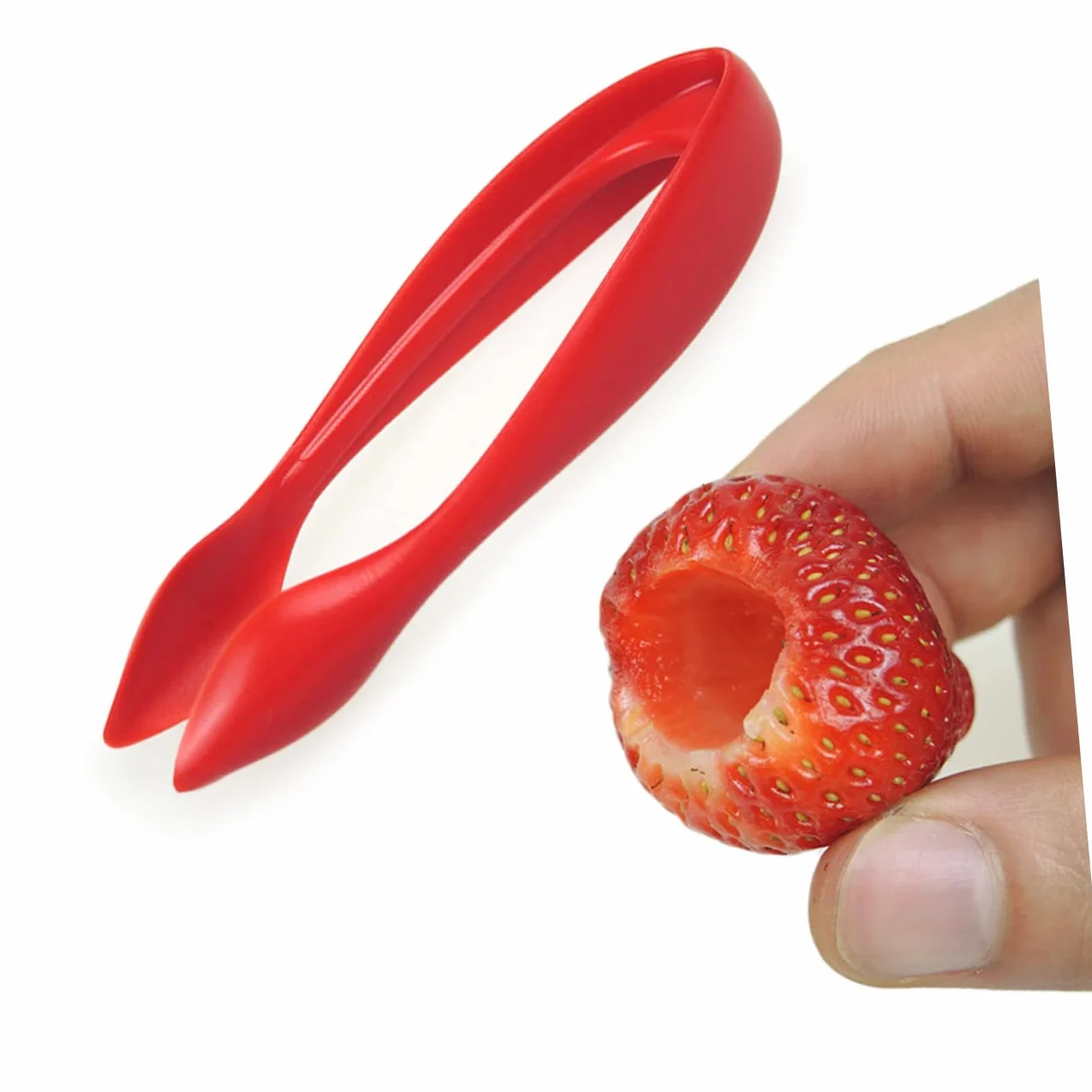 Kreatywny Plastikowy Separator Łodyg Truskawek Narzędzie Do Usuwania Szypułek Owoców 2 Szt. Czerwony