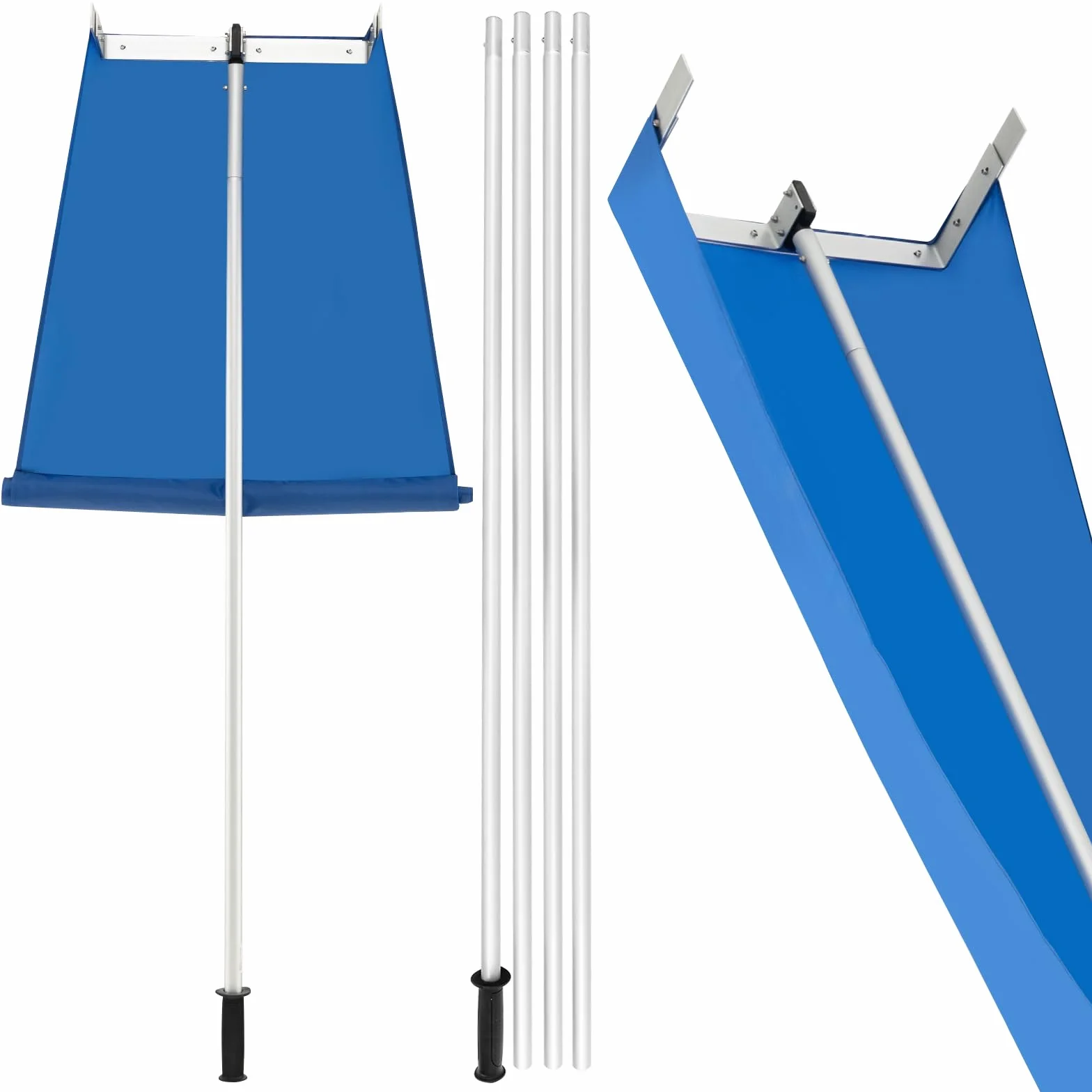 COSTWAY Odśnieżarka dachowa z kółkami, szufelka do śniegu dachowego z antypoślizgowym uchwytem, zakres regulacji 122-574 cm, sanki, odśnieżarka dachowa do systemów solarnych (170-608 cm)