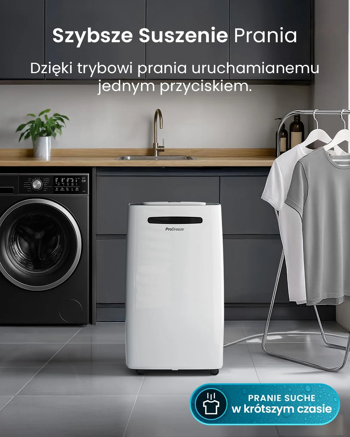 Osuszacz powietrza Pro Breeze 20 l/dobę z cyfrowym wyświetlaczem wilgotności, trybem uśpienia, ciągłym odprowadzaniem wody, suszeniem prania i 24-godzinnym wyłącznikiem czasowym